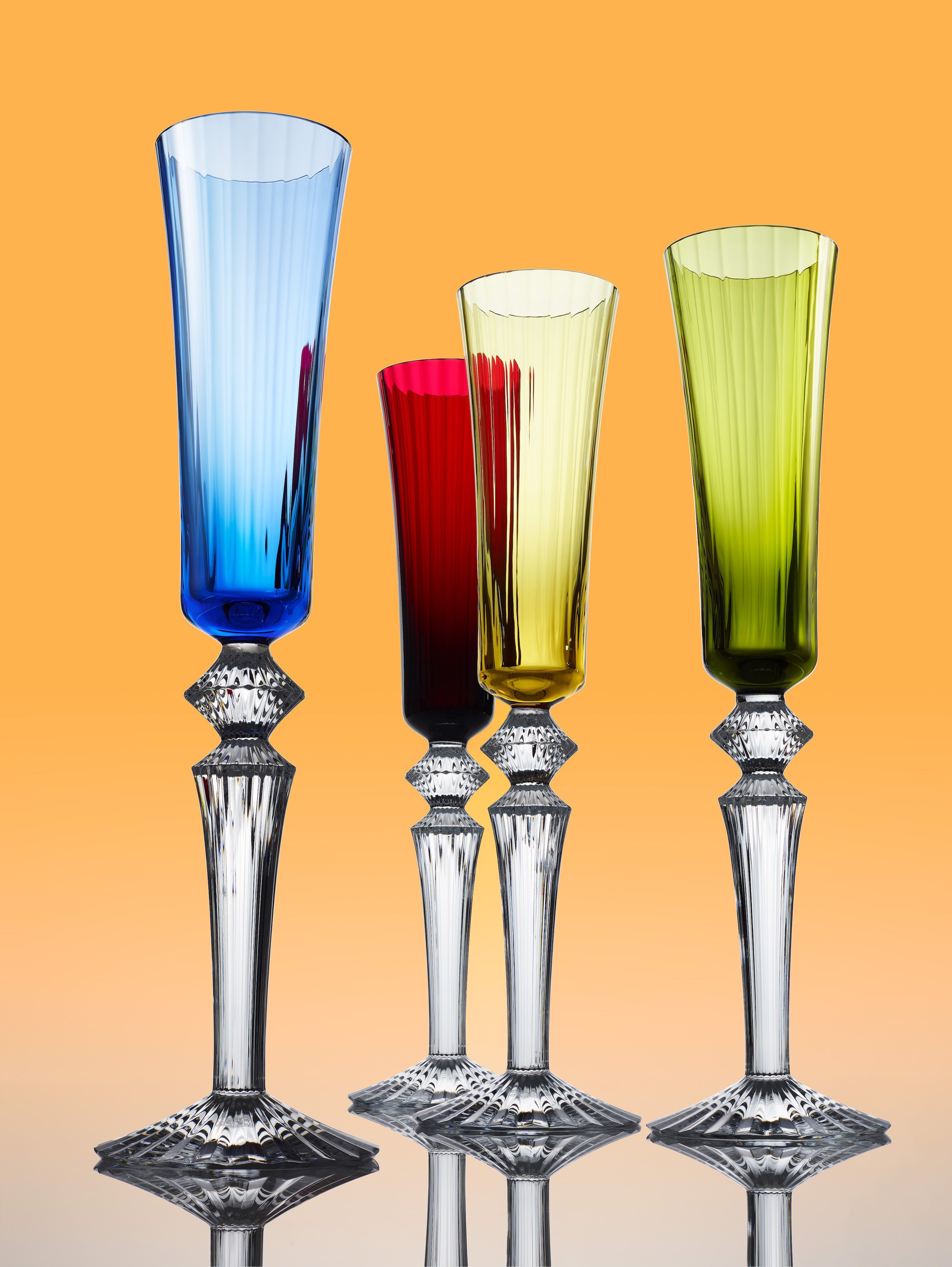 Mille Nuits Assorted Flutissimo Glass Set of 4 - Elegant Drinking Glasses for Wine, Cocktails & Home Decor