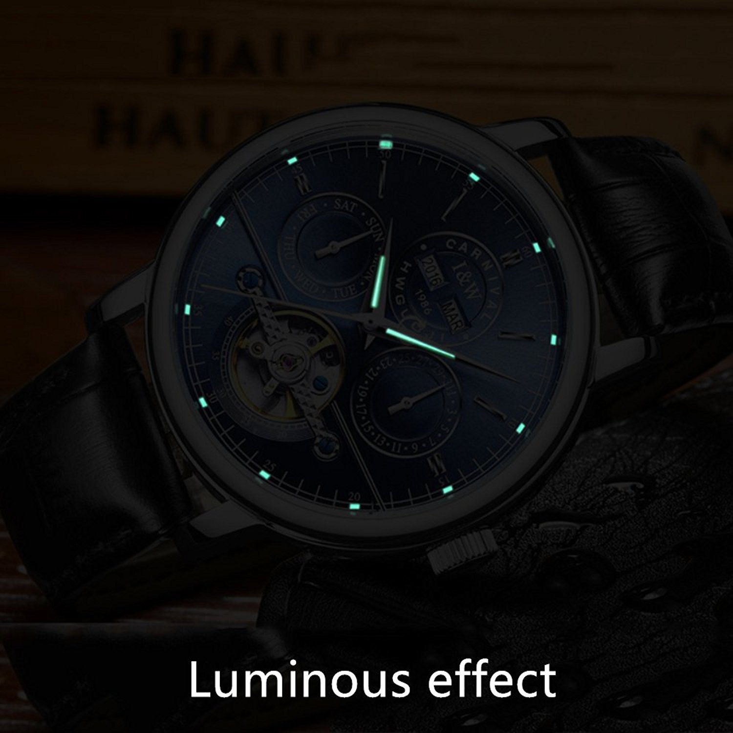 Carlien Men's Automatic Tourbillon Watch - Luminous Stainless Steel Mechanical Timepiece with Waterproof & Multifunction Features | Perfect for Business, Formal Events & Outdoor Activities