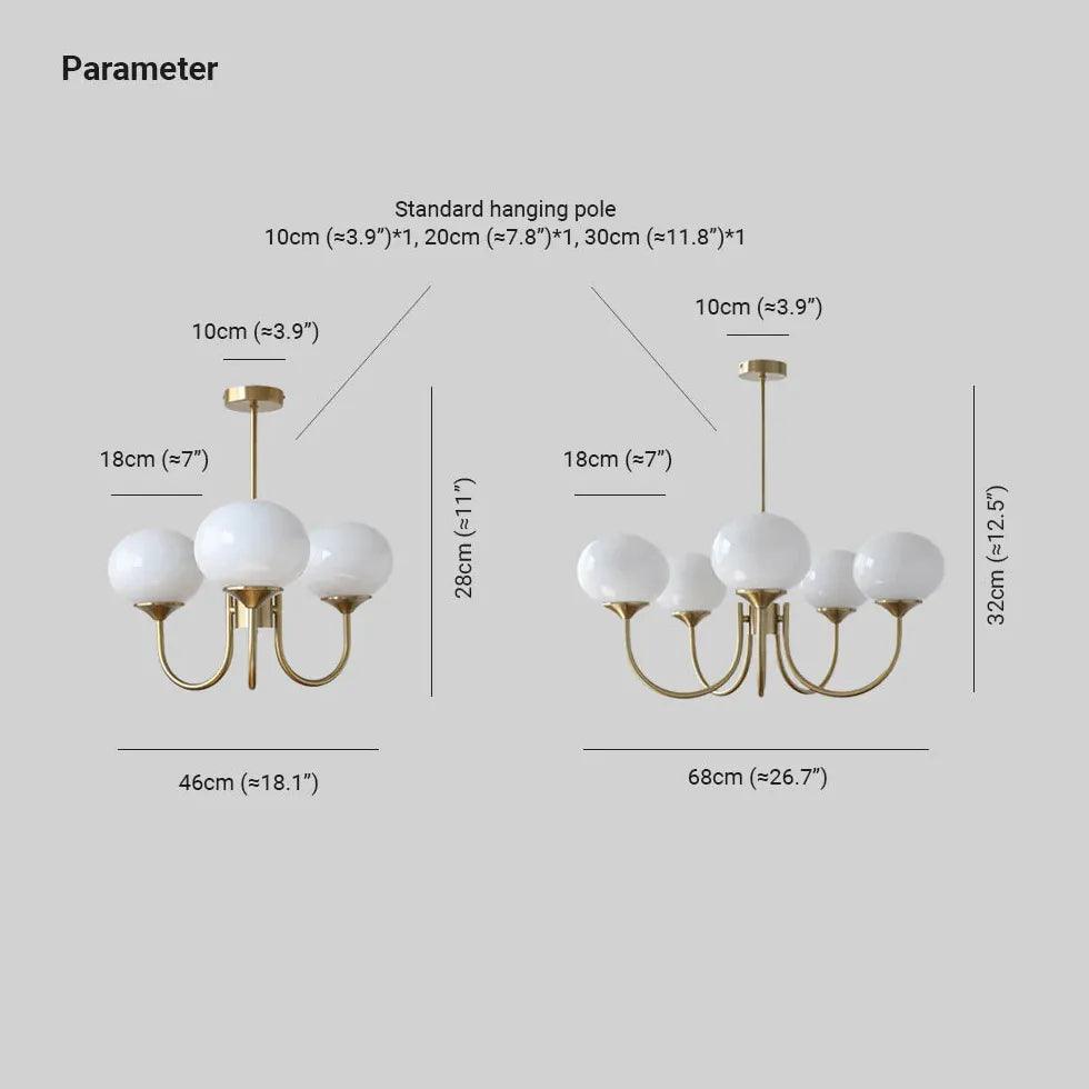 Elegant Pink Globe Glass Minimalist Chandelier - Modern Ceiling Light Fixture for Bedroom, Living Room & Dining Room Decor