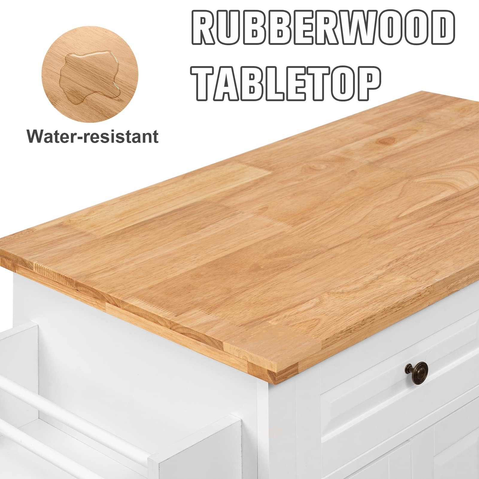 Portable Kitchen Island Cart with Wheels & Storage - Rustic Wood Block for Home Cooking