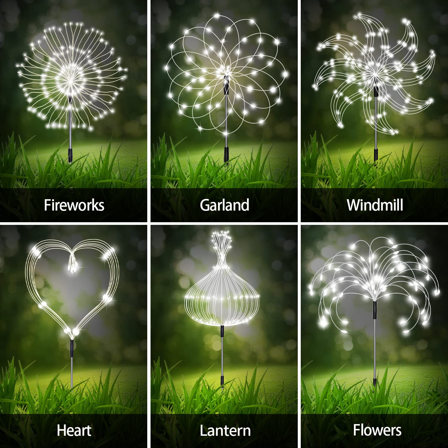 8 Pack Solar Garden Lights Outdoor - Waterproof 120 LED Firework Landscape Lighting with Remote Control, 8 Modes Solar Powered DIY String Lights for Yard, Pathway, Patio, Deck & Garden Decoration (Perfect for Parties, Weddings & Holiday Decor)