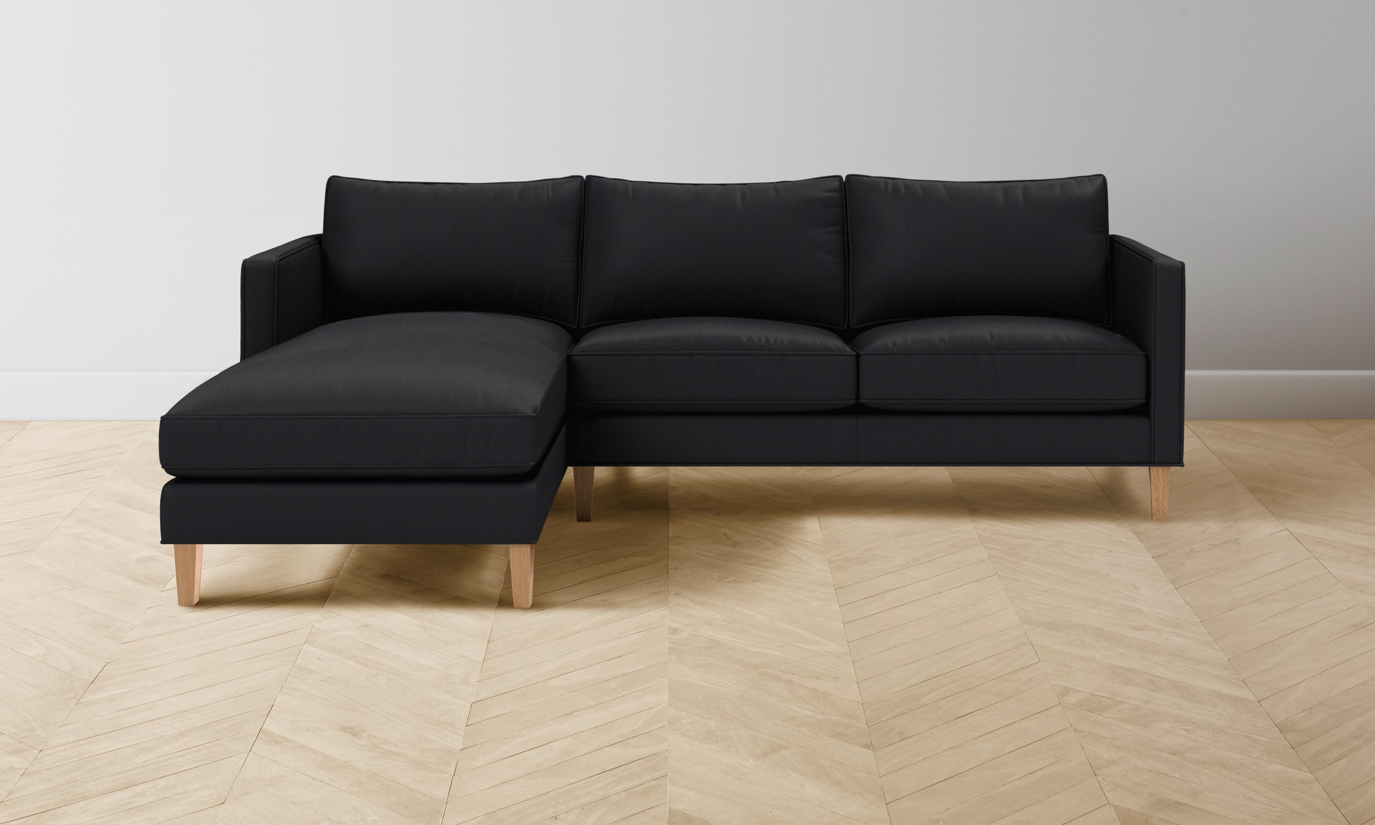 Premium Crosby Sectional Sofa with Pebbled Leather Upholstery in Ink Black - Perfect for Living Room, Lounge & Home Theater Comfort