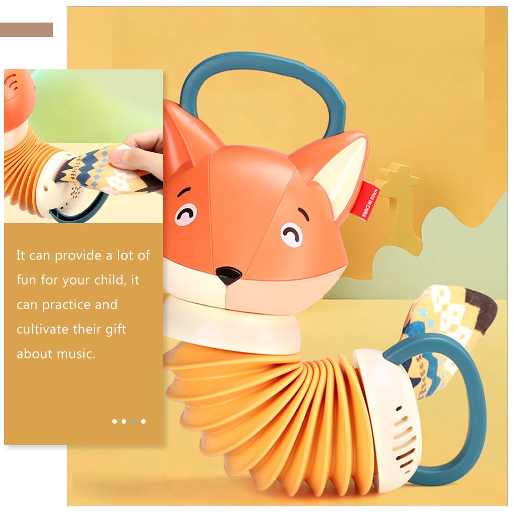 Kid Fox Concertina Toy - 1pc Orange Plastic Accordion Musical Instrument for Toddlers & Kids | Early Learning, Birthday Gift, Preschool Music Education