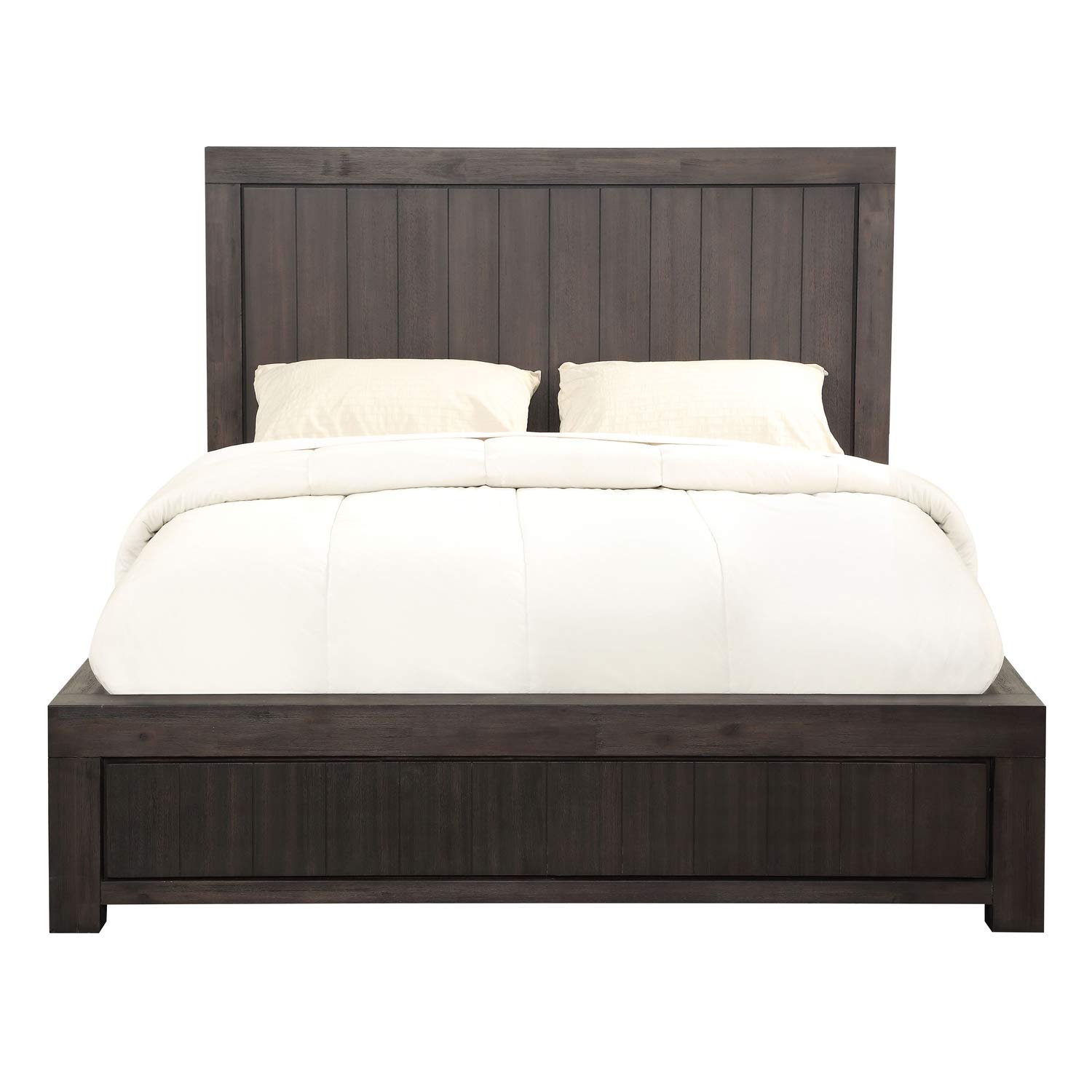 Modus Furniture Solid Wood Platform Bed Frame - Full Size, Heath Collection in Basalt Grey | Sturdy Wooden Bed for Modern Bedrooms & Guest Rooms