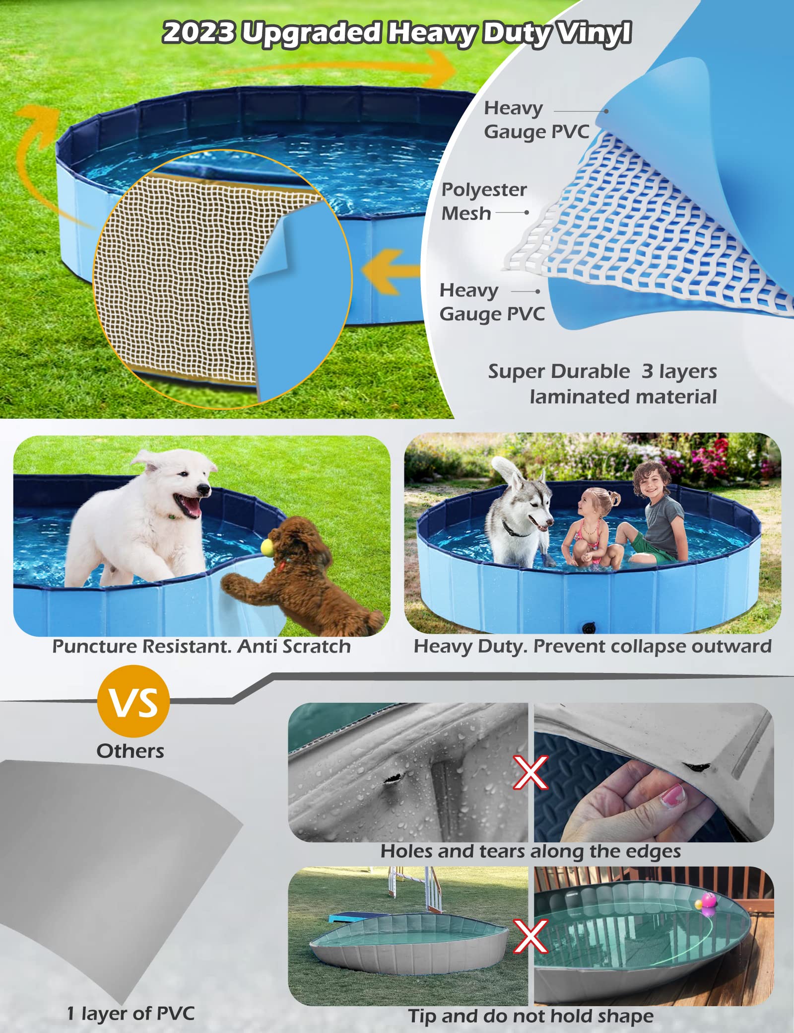 Foldable Dog Bath Pool - Collapsible Pet Bathing Tub for Small, Medium & Large Dogs, Cats & Kids | 63