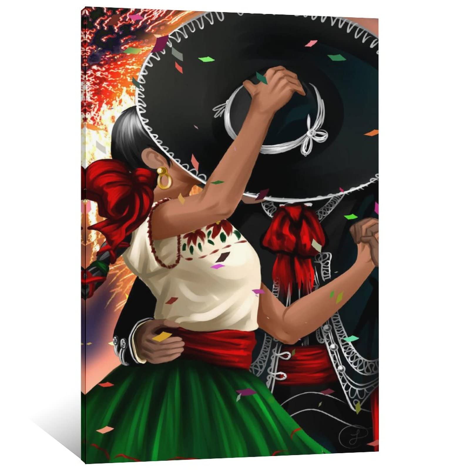 Mexican Dance Poster - Vibrant Cultural Wall Art 16x24inch (40x60cm) Framed Decor for Bedroom, Living Room, Bathroom, Office & Dorm - Perfect for Home, Studio, Restaurant & Party Decoration