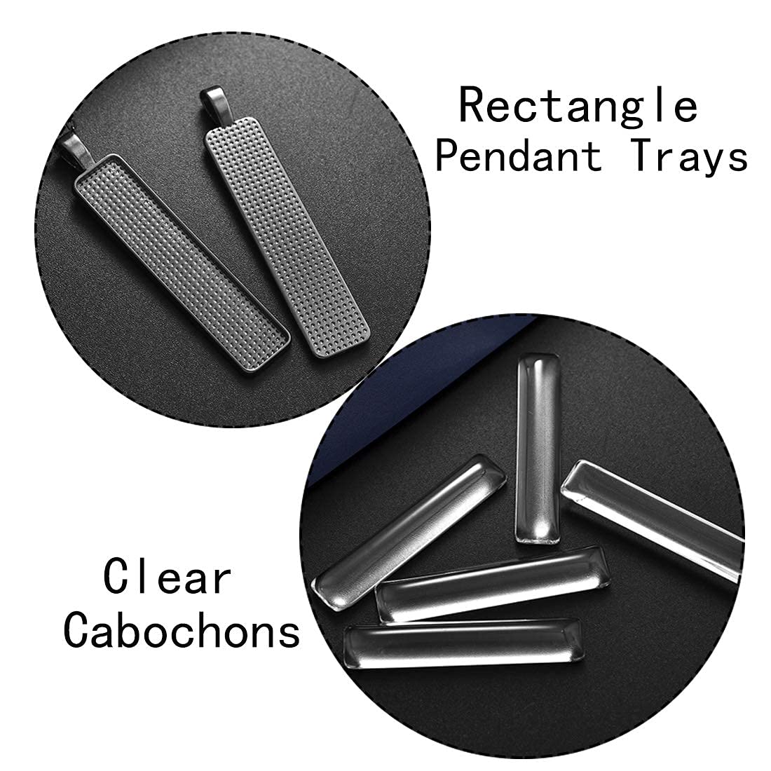 DROLE 90Pcs Mixed Color Rectangle Bezel Blanks & Cabochon Pendant Trays Kit for DIY Jewelry Making - Perfect for Photo Jewelry, Resin Crafts, and Gift Making Projects