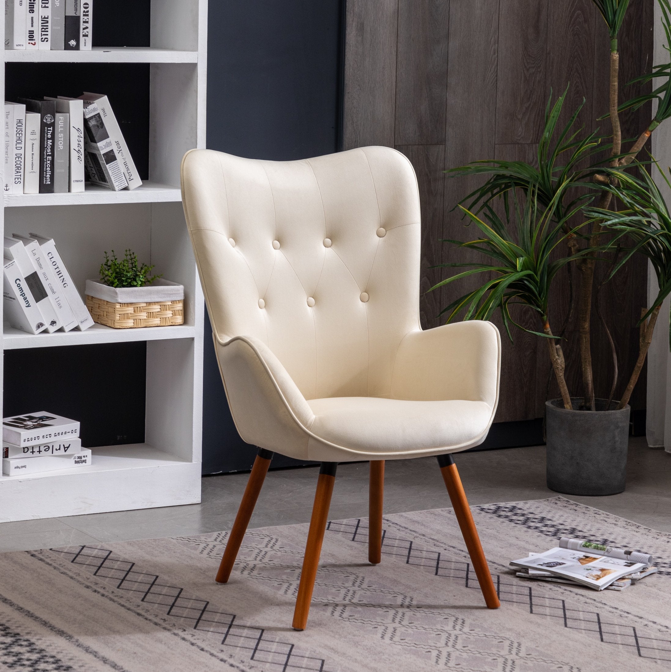 Roundhill Furniture Doarnin Contemporary Silky Velvet Tufted Button Back Accent Chair - Modern Living Room Seating for Home Office, Lounge & Bedroom Decor