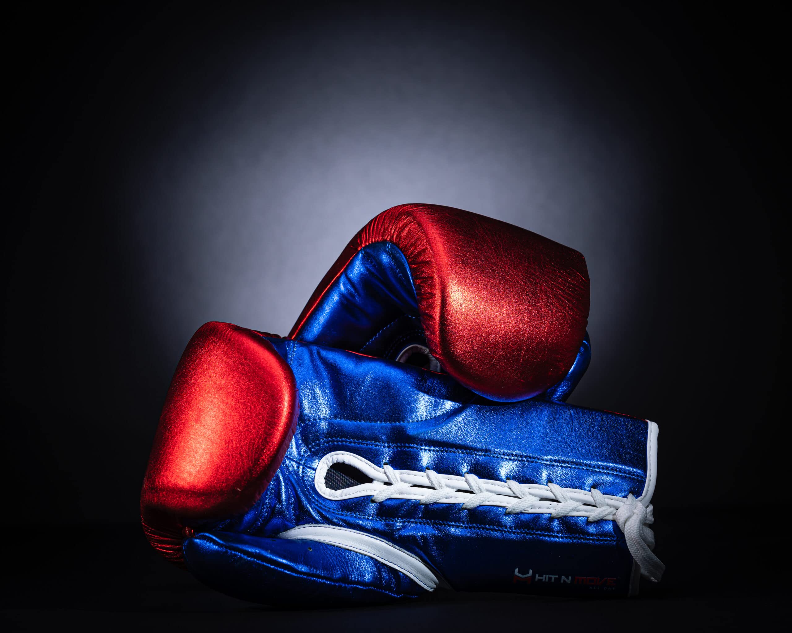 HIT N MOVE Pro Fight Mold Lace-Up Boxing Gloves for Training, Sparring & Competition - Premium Leather Boxing Equipment for Men & Women