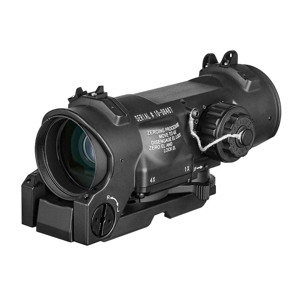 Tactical Rifle Scope 1-4x24 Red Illuminated Dual Purpose Scope with Red Dot Sight - Perfect for Hunting, Shooting & Tactical Use - Includes Rubber Covers for Protection