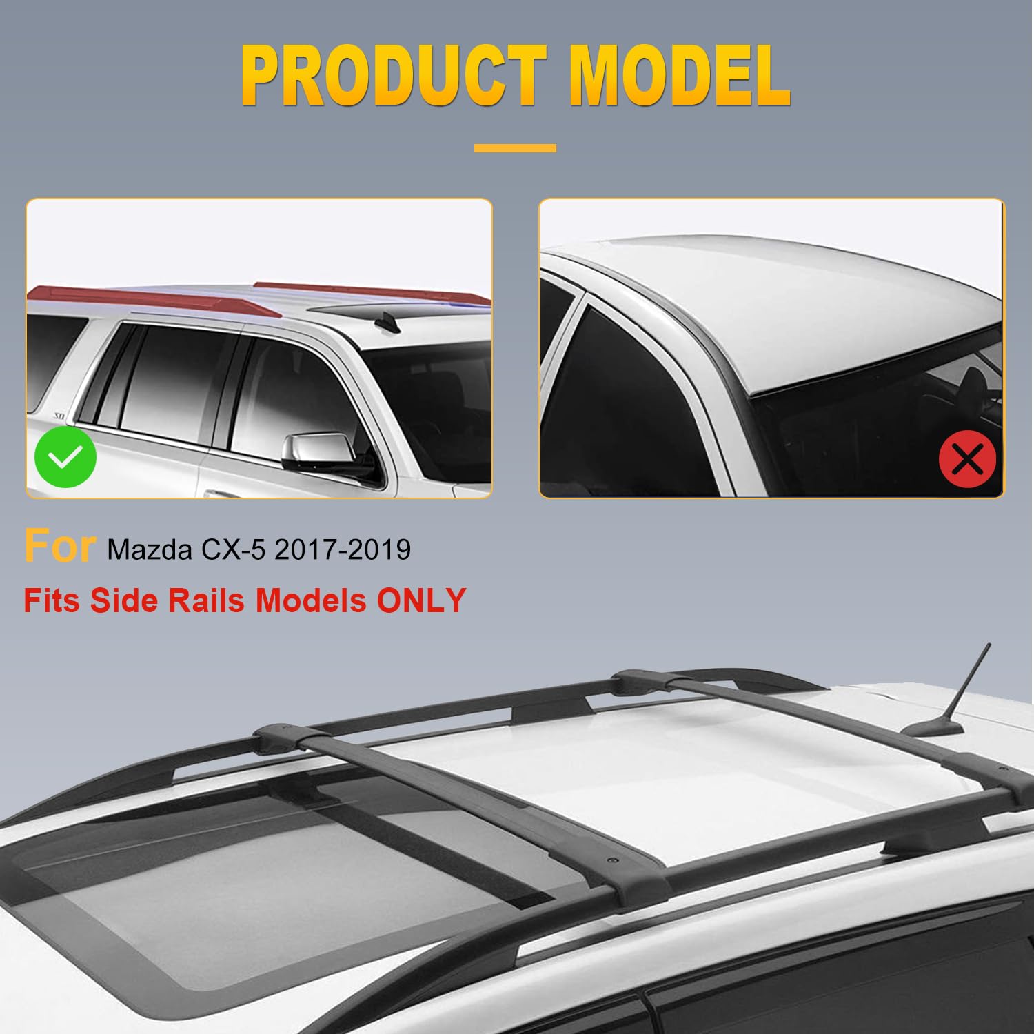 OCPTY Aluminum Roof Rack Cross Bars - Universal Fit for Mazda CX-5 2017-2019 Models - Heavy Duty Cargo Carrier for SUV, Camping Gear & Outdoor Adventures