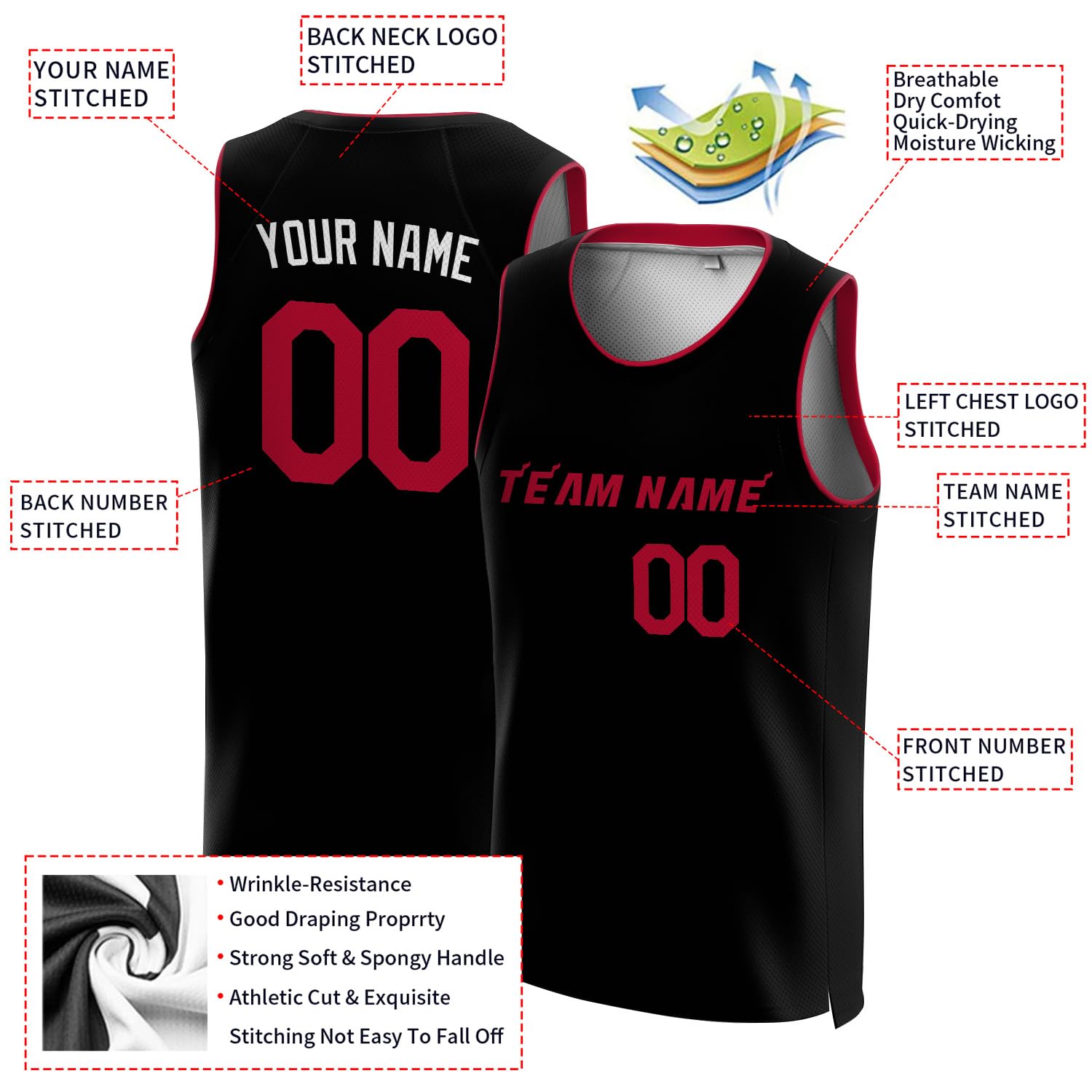 Custom Basketball Jerseys with Personalized Names & Numbers - Men's Women's Youth Kids Basketball Uniforms for Team Sports, Games & Fan Gear