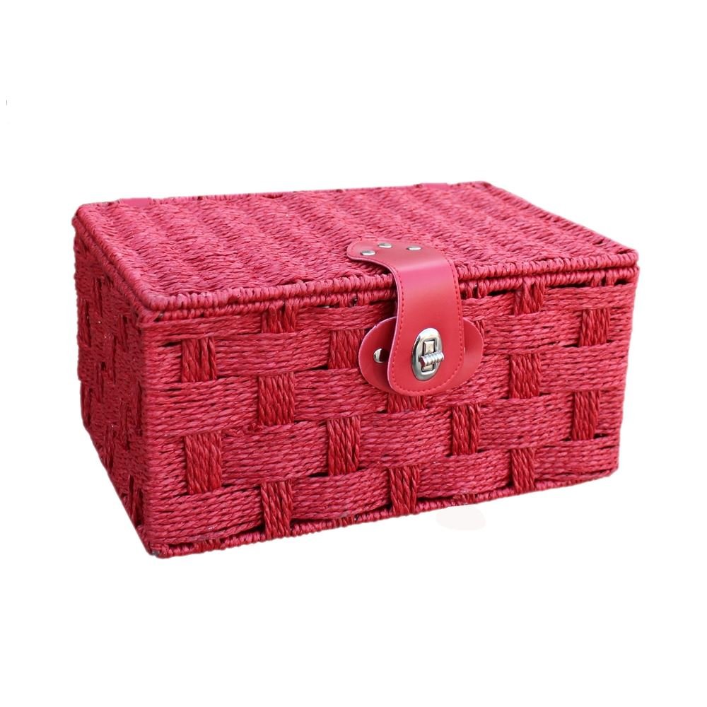 Small Red Paper Rope Hamper Basket - Stylish Storage for Laundry, Toys & Organizing - Perfect for Bedroom, Bathroom & Nursery Decor
