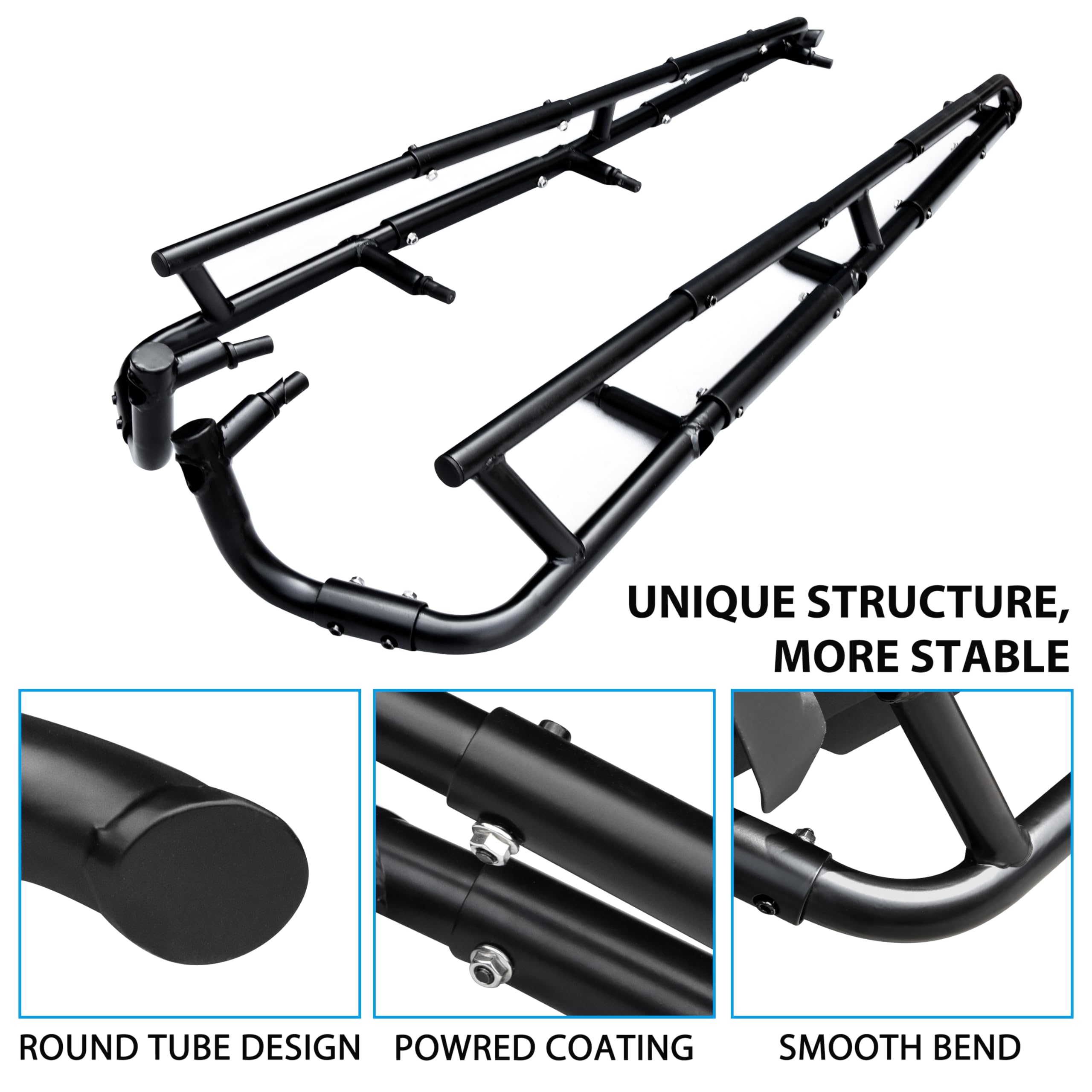 SAUTVS Black Nerf Bars Rock Sliders for Polaris RZR XP4 1000 (2024-2025) - Heavy Duty Side Bumper Guard, Low Profile Side Steps & Tree Kickers for Off-Road Protection - Perfect for Trail Riding, Rock Crawling & 4-Seat UTV Adventures