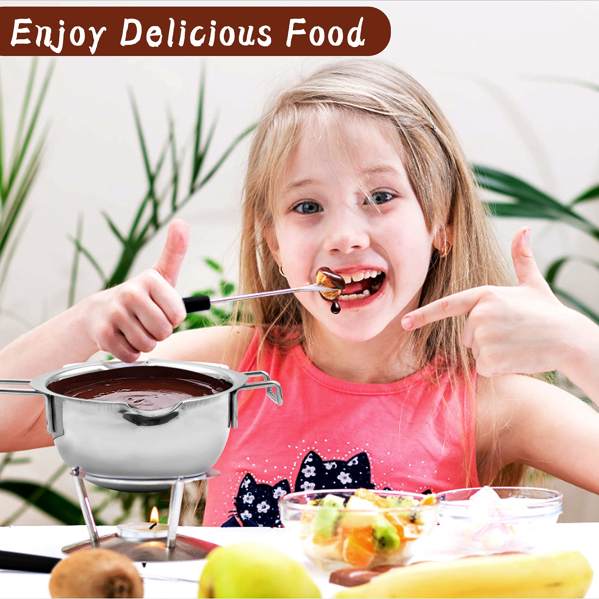 11-Piece Chocolate Dipping Tool Set - Stainless Steel Double Boiler Pot with Dipping Forks & Decorating Spoons - Professional Candy Making Supplies for Chocolate, Cake, Dessert - Perfect for Home Baking, DIY Treats & Holiday Gift Making