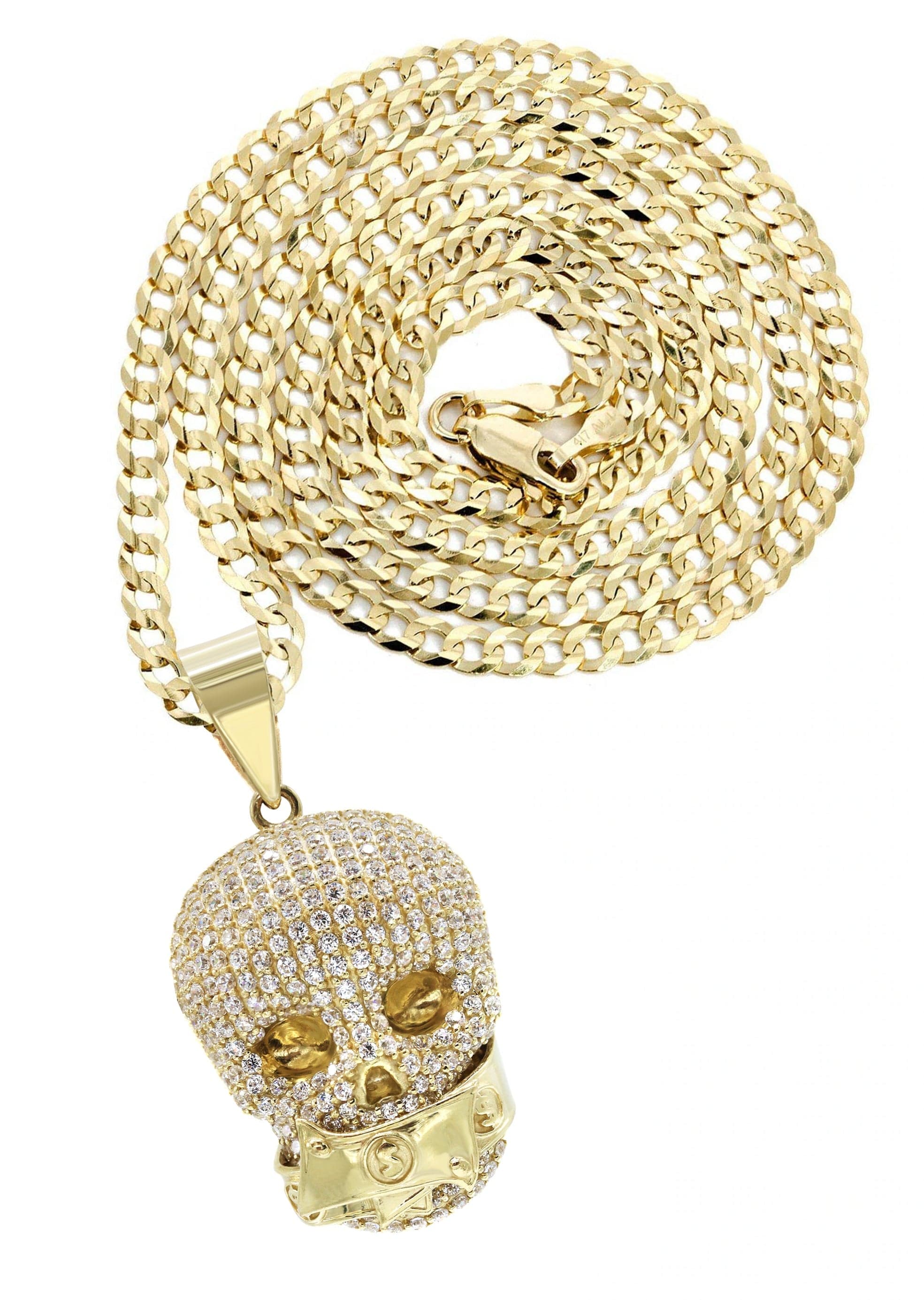 10K Yellow Gold Skull Head Necklace for Men & Women - 21 Grams Solid Gold Gothic Jewelry - Perfect for Halloween, Punk Fashion & Gift Giving