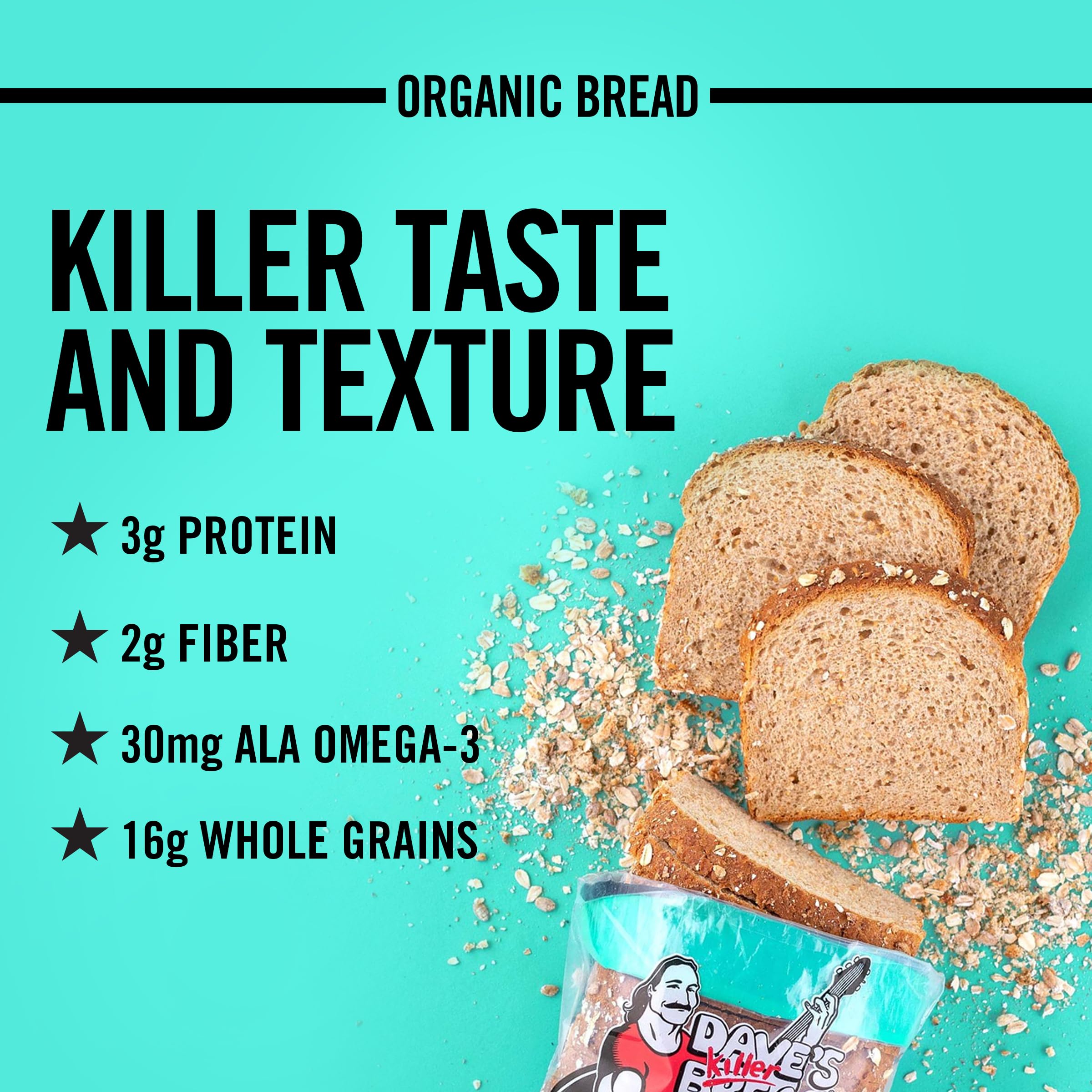 Dave's Killer Bread Organic Sprouted Whole Grain Thin-Sliced Bread - 20.5 oz Loaf | High Fiber Protein Rich | Perfect for Sandwiches, Toast & Healthy Breakfasts