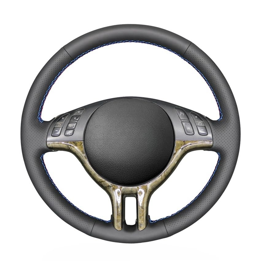 MEWANT Genuine Leather DIY Steering Wheel Cover for BMW 3 Series E46 & X5 E53 - Hand Stitched, Custom Fit, Durable Protection (Perfect for Daily Commuting & Long Road Trips)