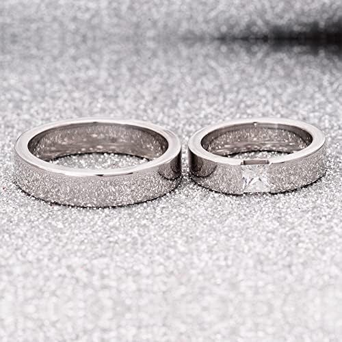 Diamond Wedding Ring Sets for Couples - Matching Silver Wedding Bands for Him & Her, Personalized Wide Band Engagement Rings - Perfect for Anniversaries, Proposals, and Special Occasions
