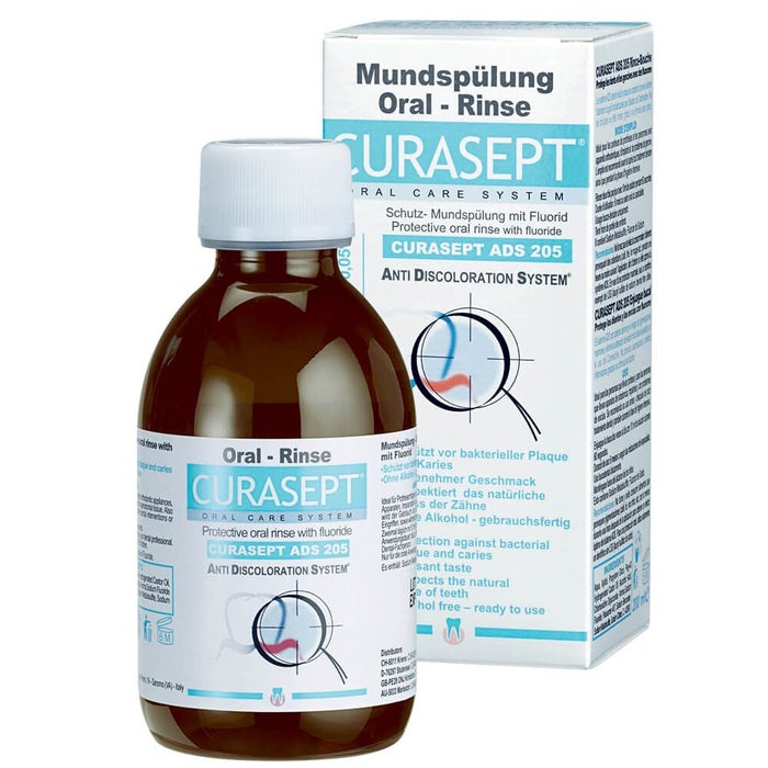 Curasept Anti Discoloration System 205 Mouthwash 200 mL - Whitening & Stain Prevention for Fresh Breath - Ideal for Coffee, Tea & Smoking Stains