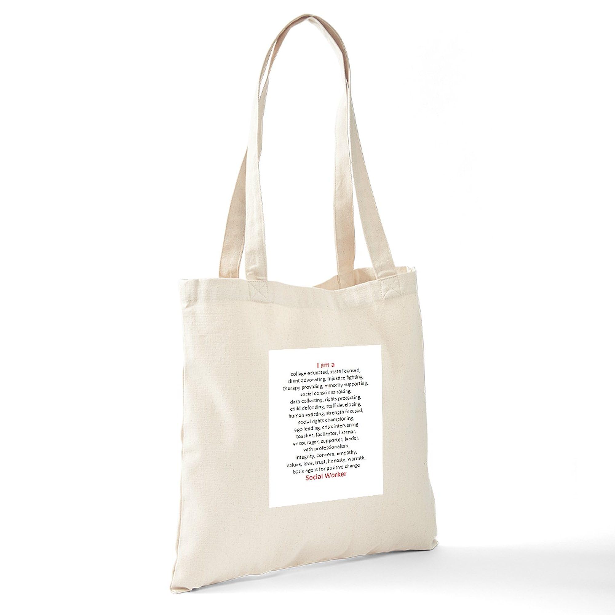 Social Worker Tote Bag - Natural Canvas Reusable Shopping Bag for Professionals | Eco-Friendly Grocery & Work Commute Tote | Perfect for Social Workers, Nurses & Teachers