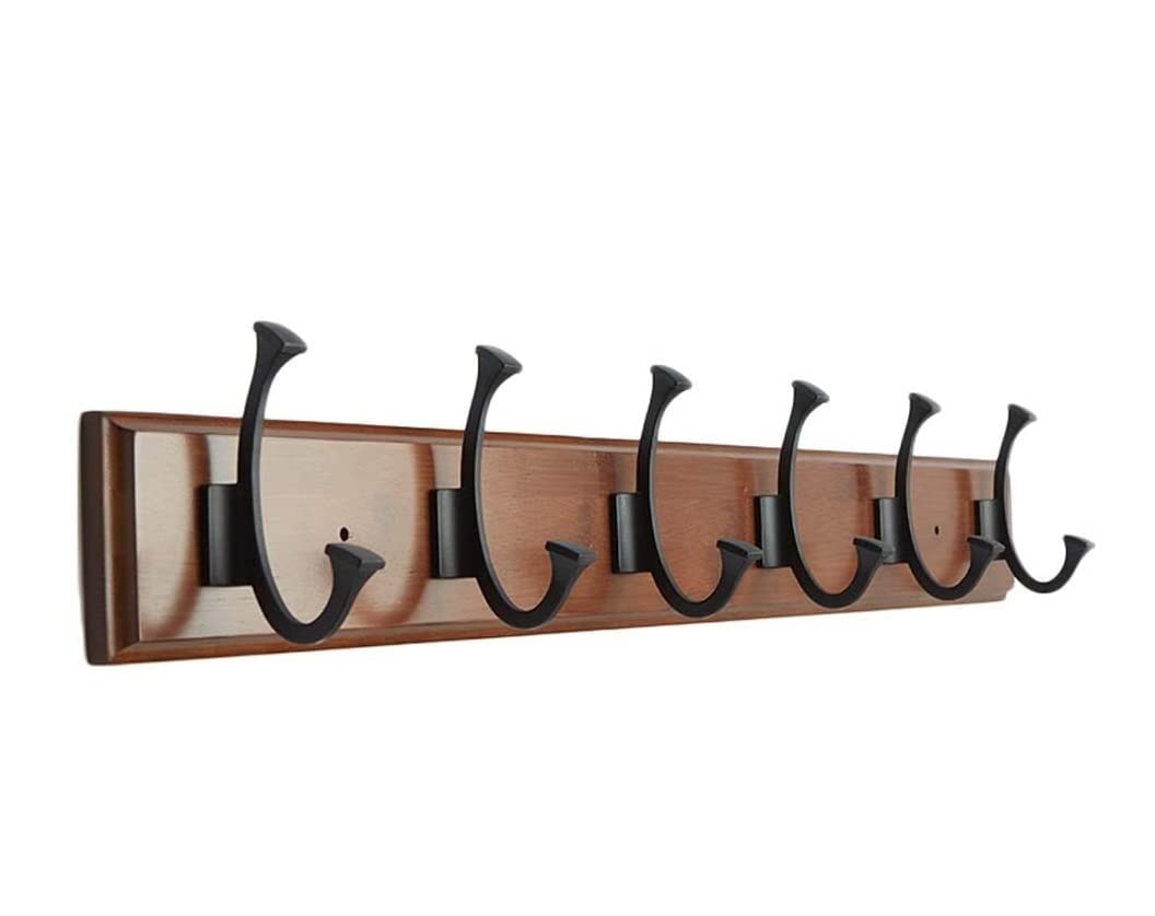 Natural Bamboo Wall Mounted Coat Hook Rack - Vintage 6-Hook Entryway Organizer for Jackets, Hats & Bags | Durable Retro Style Hanger for Hallway, Foyer & Mudroom Storage (Color: Retro, Size: 6 Hooks)