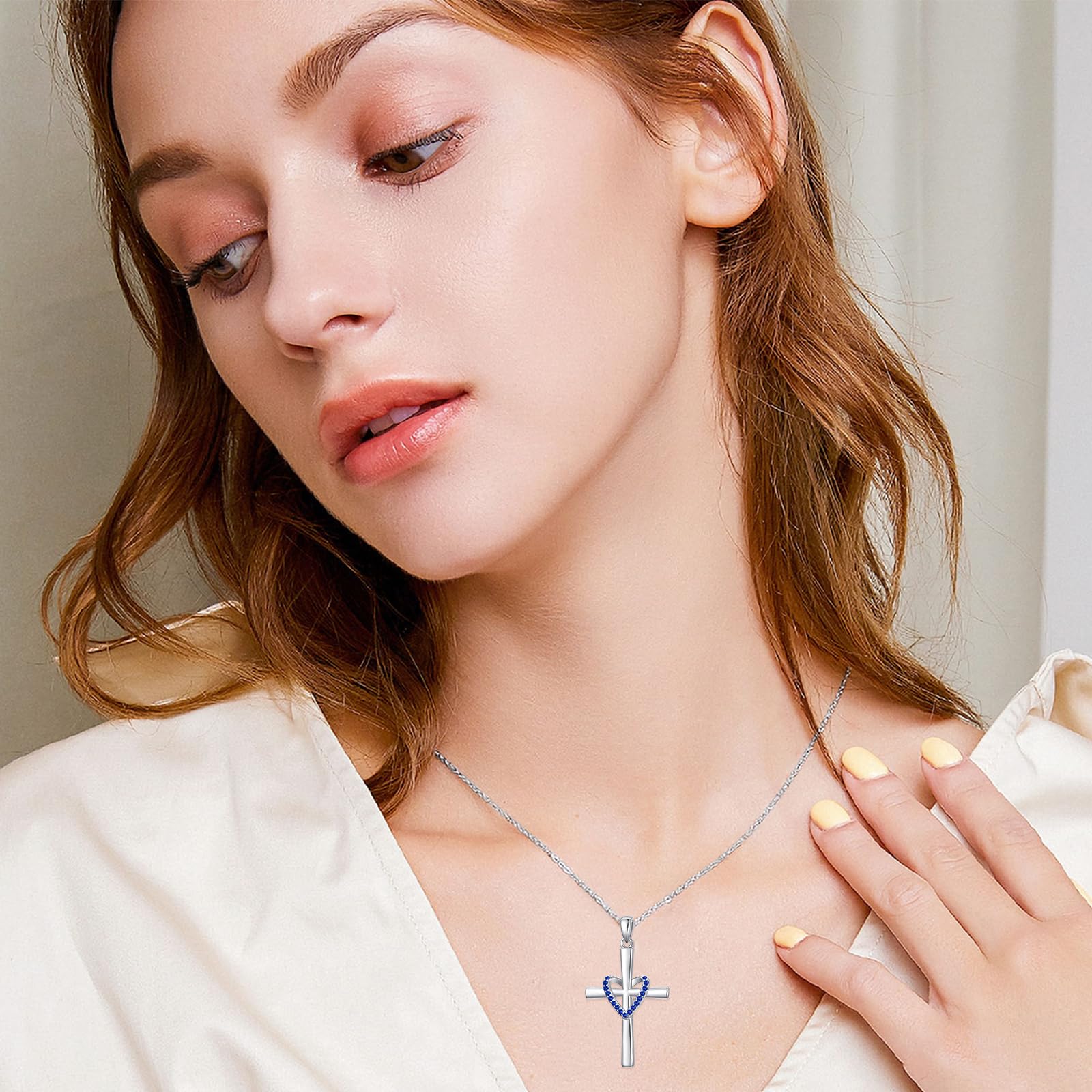 925 Sterling Silver Birthstone Cross Pendant Necklace for Women - Christian Jewelry Gift for Her, Daughter, Wife | Perfect for Christmas, Birthday & Special Occasions
