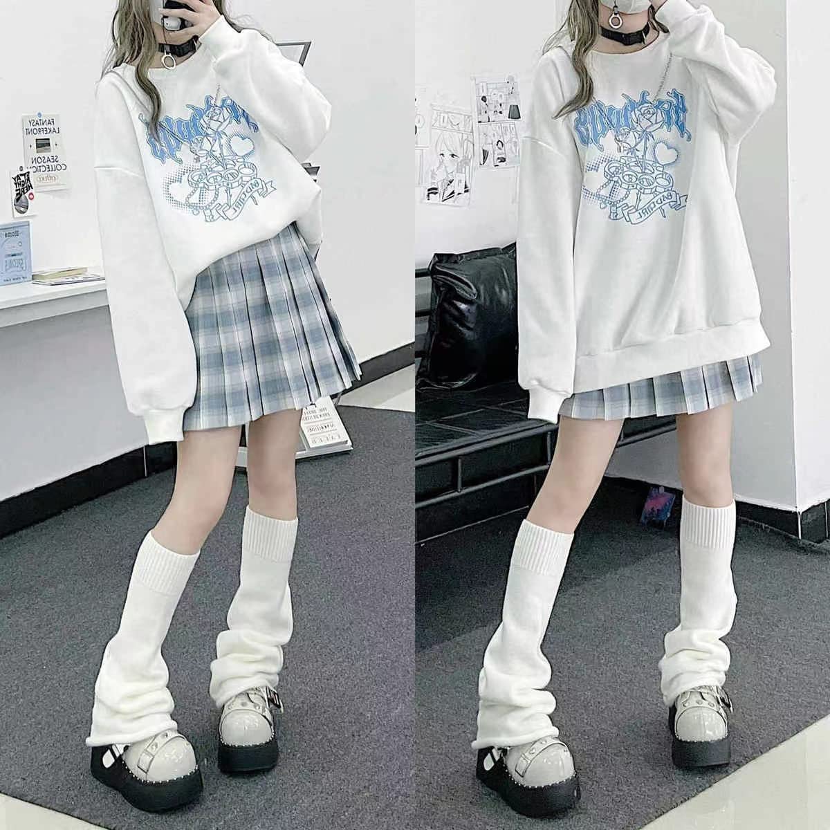 YUESUO Japanese Harajuku Kawaii Anime Girl Hoodie - Cute Oversized Gothic Sweatshirt for Teens | Emo JK Fashion Top | Perfect for Cosplay, Streetwear & Casual Outfits