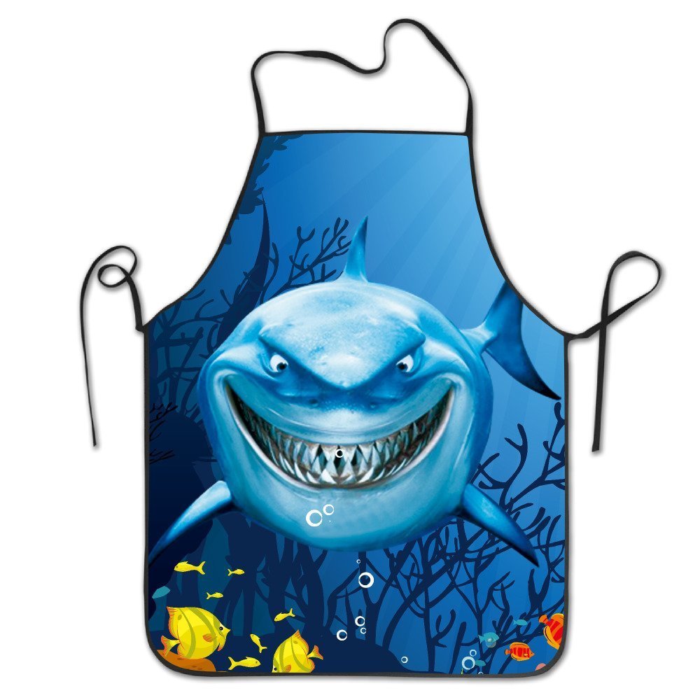 Shark Print Funny Kitchen Apron for Adults - Professional BBQ Cooking Bib with Adjustable Straps - Perfect Gift for Chefs, Cooks & Grill Masters - Ideal for Home, Outdoor BBQ & Culinary Events