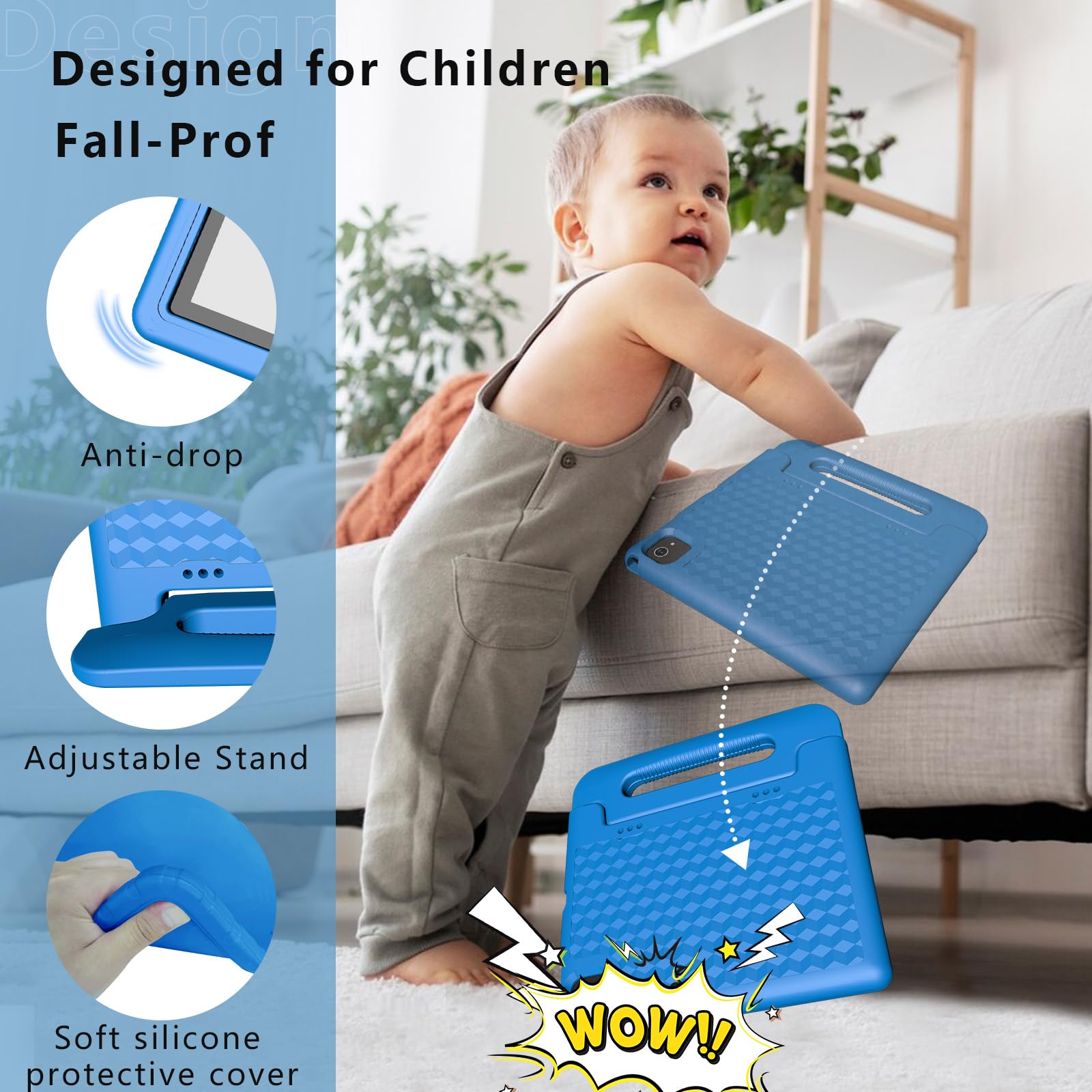 10 Inch Kids Tablet with Android 14 | 8GB RAM 64GB ROM Octa-Core Fast-Charging | Shockproof Case, Bluetooth, WiFi, Parental Control, Dual Camera, GPS | Perfect for Learning, Games & Travel Entertainment