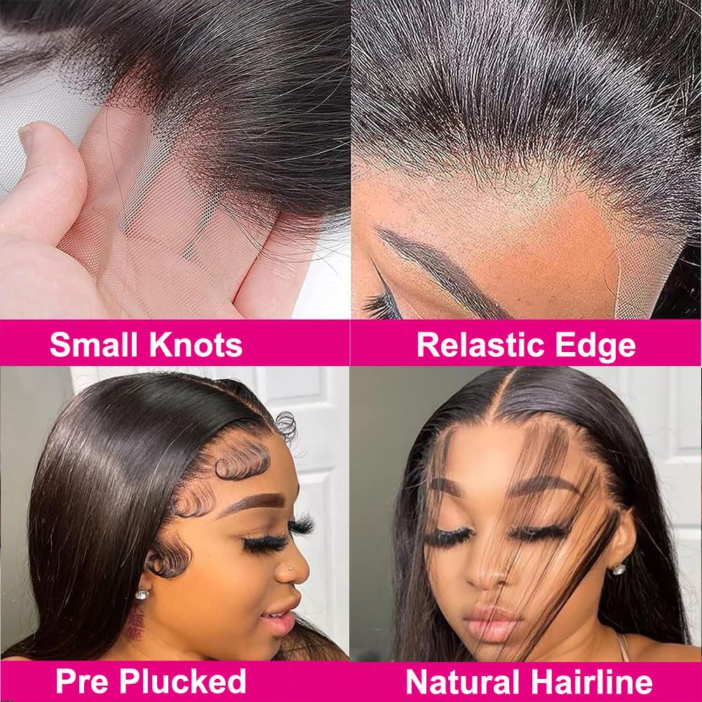 250% Density 13x6 HD Lace Front Wig for Black Women - Pre Plucked with Baby Hair, Glueless Human Hair Wig in Natural Color | Perfect for Daily Wear, Special Occasions & Protective Styling