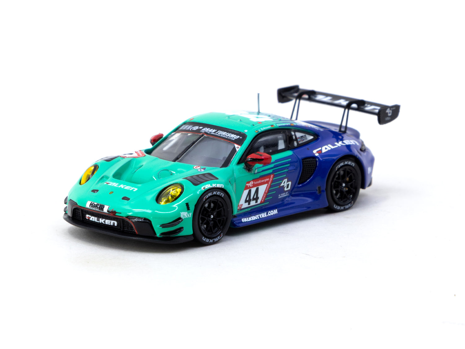 Tarmac Works X iXO Models 1/64 Scale Porsche 911 GT3 R Nürburgring 24h 2023 #44 Diecast Car - Collectible Miniature Model for Racing Enthusiasts & Display Showcase