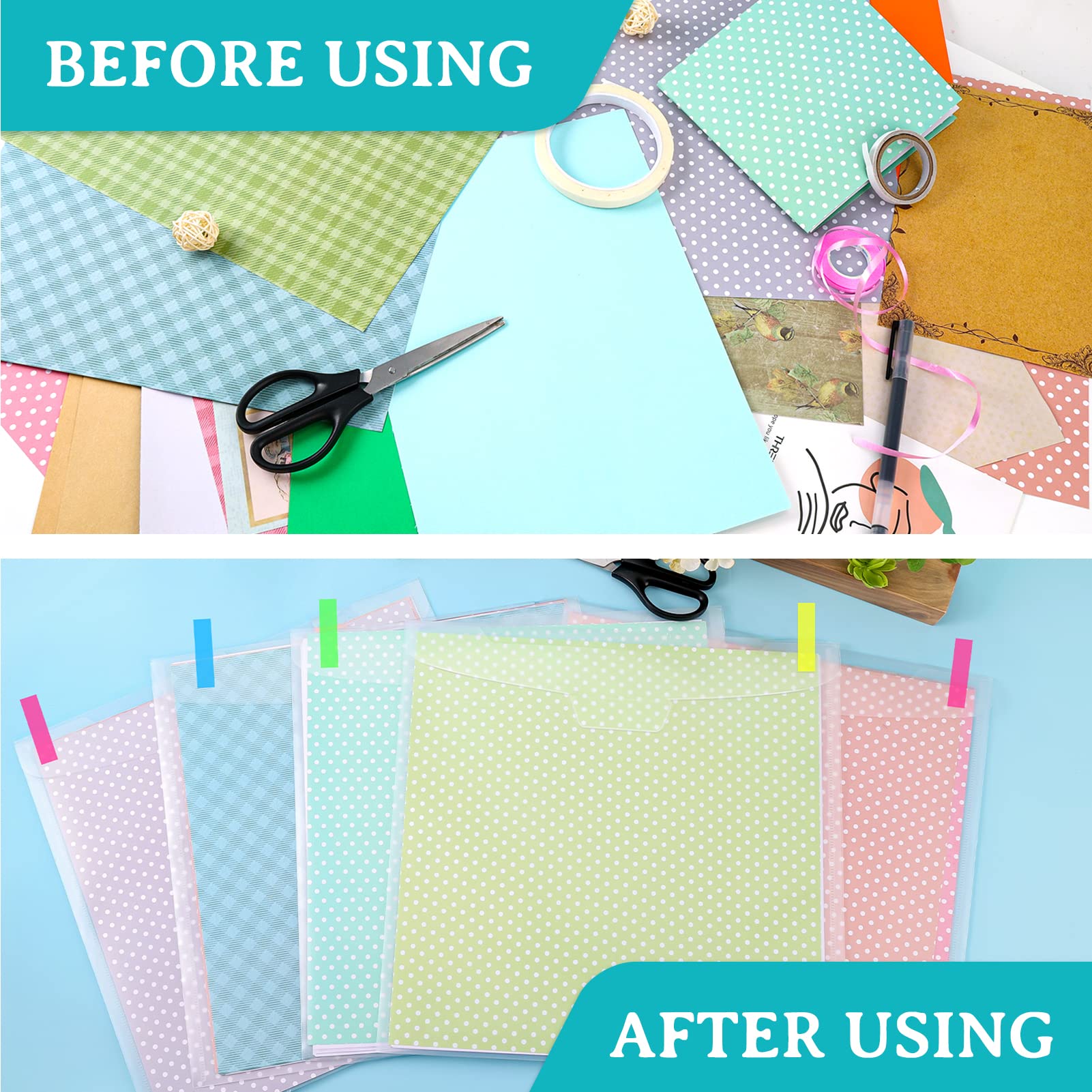 Caydo 24-Piece Scrapbook Paper Organizer with Buckle Design - Holds 12x12 Inch Scrapbook Paper, Vinyl & Cardstock - Includes 60 Sticky Index Tabs - Perfect for Crafting, Scrapbooking & Paper Storage Organization
