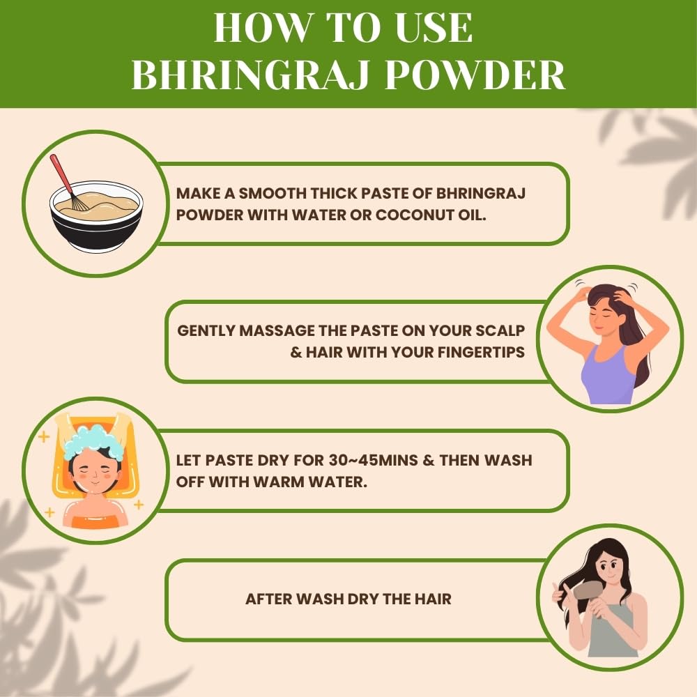 Hebhac Bhringraj Powder (Eclipta Prostrata) for Hair Growth & Rejuvenation - 100% Natural Hair Conditioner & Growth Treatment (100g) | Promotes Thicker, Stronger Hair for Men & Women - Perfect for DIY Hair Masks & Ayurvedic Scalp Care