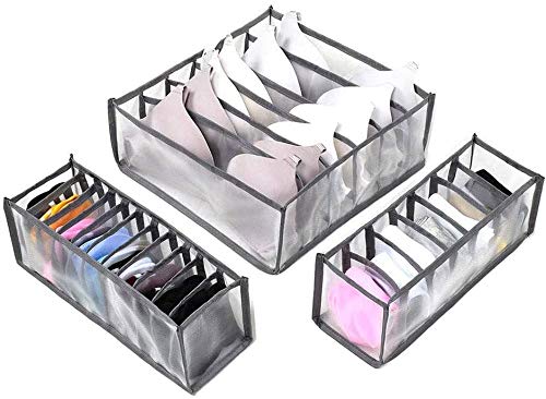 3-Pack Underwear Drawer Organizers - Foldable Closet Storage Box for Bras, Socks & Underwear | Space-Saving Home Organization Solution for Bedroom & Dresser