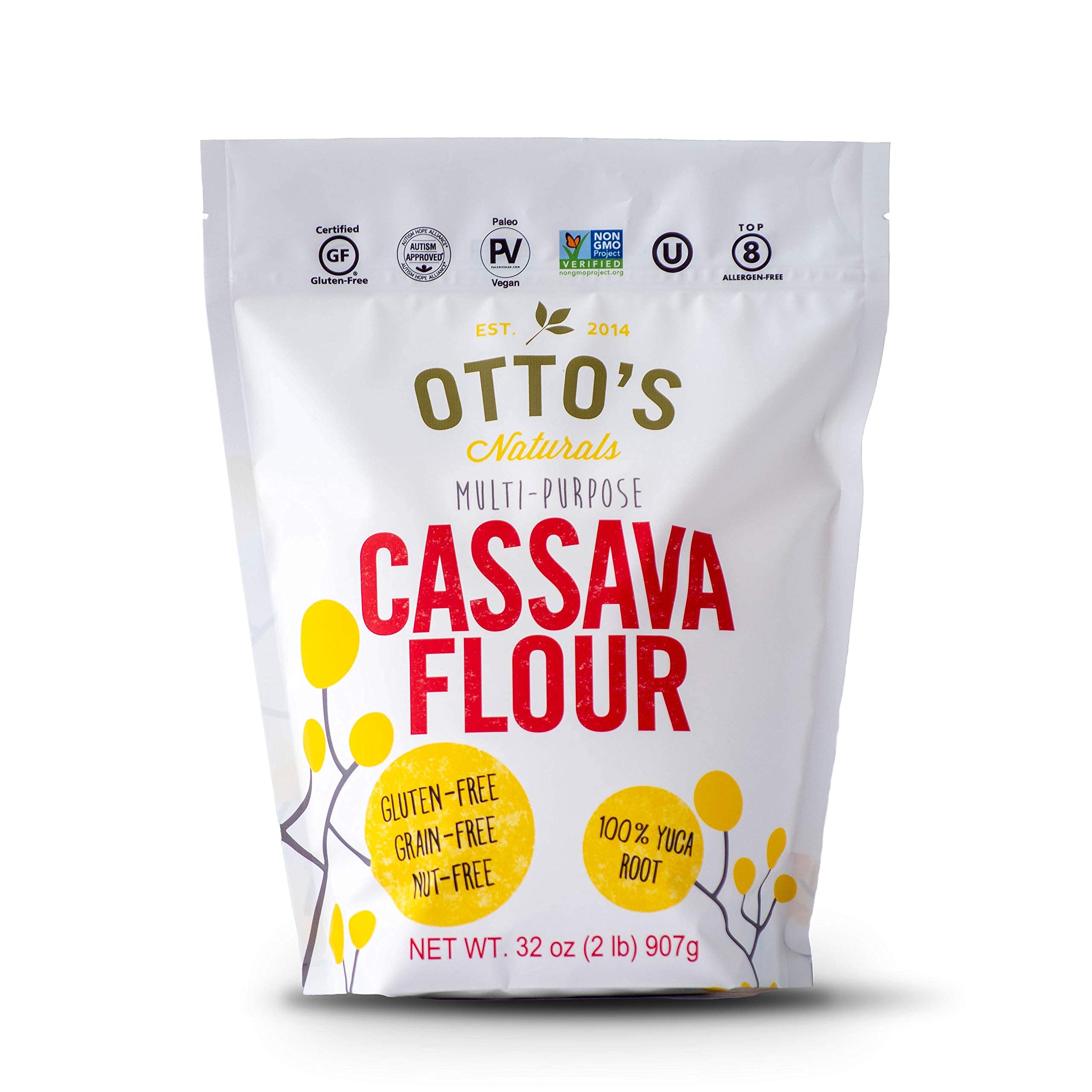 Otto’s Naturals Cassava Flour - All-Purpose, Nut-Free, Grain-Free, Gluten-Free Flour, 2 lbs - Perfect for Baking, Cooking & Paleo, Keto, Vegan Diets