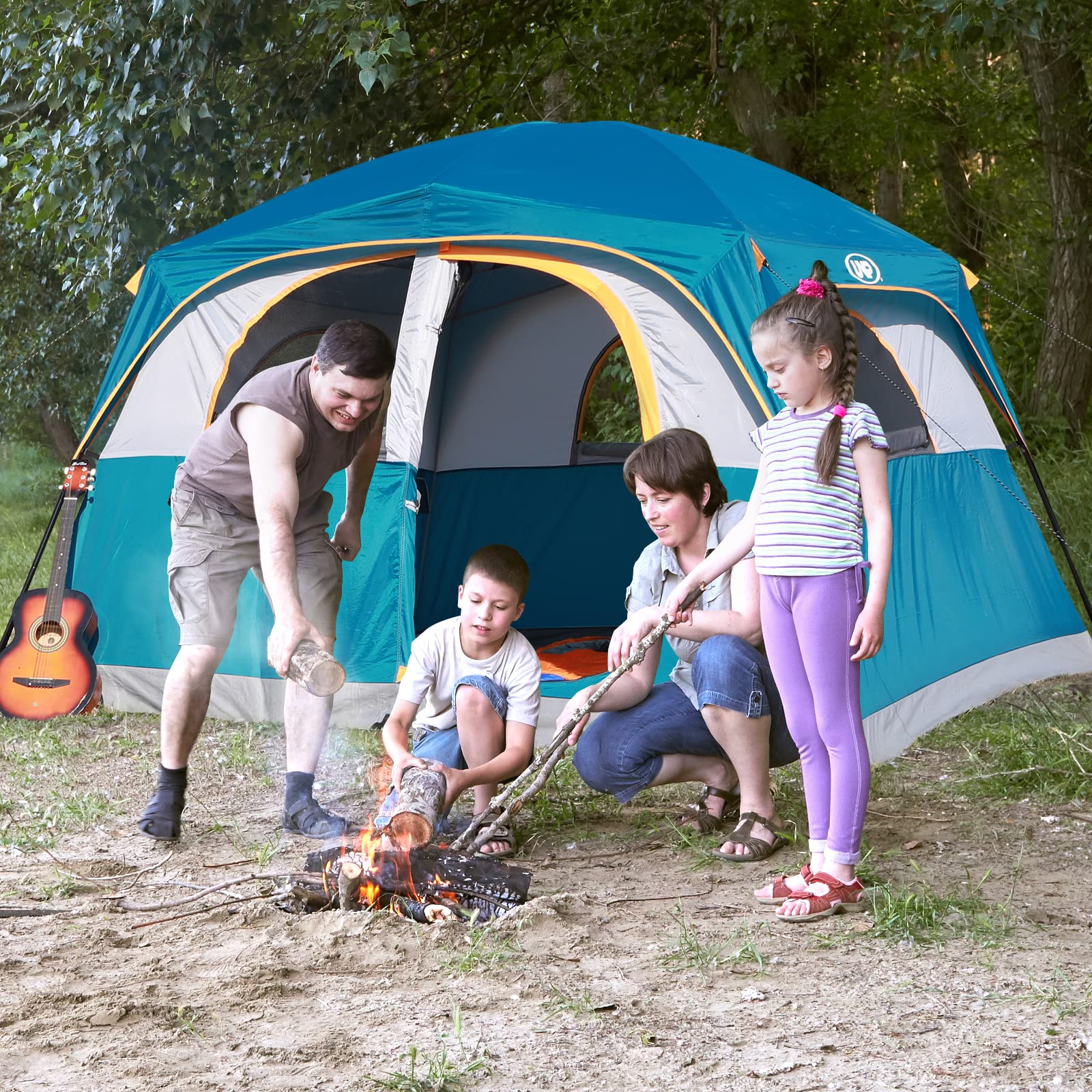 UNP 6-Person Waterproof Windproof Double Layer Family Camping Tent - Easy Setup, 1 Mesh Door & 5 Large Mesh Windows, 10'X9'X78in - Perfect for Backpacking, Hiking, and Outdoor Adventures