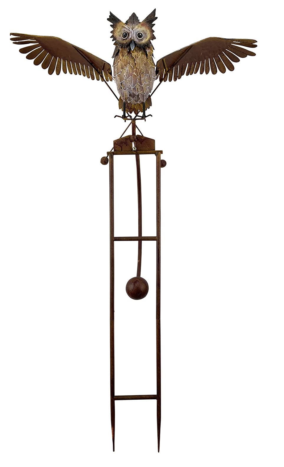 Balancing Bird Garden Rocker Wind Sculpture - Large Owl Design for Outdoor Decor | Red Carpet Studios | Perfect for Patio, Yard & Garden Decoration