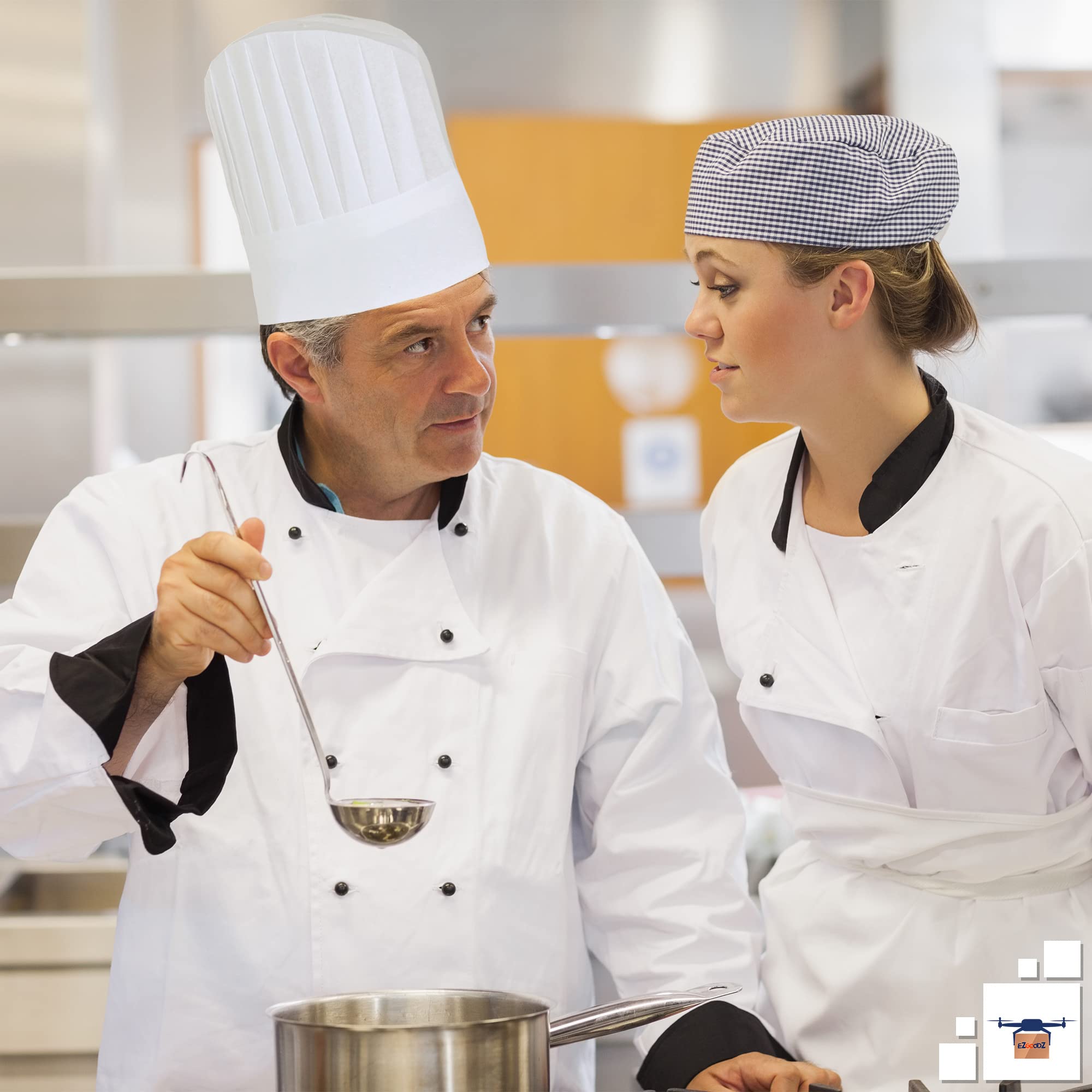 EZGOODZ Bulk White Chef Hats - Pack of 50 Disposable 12