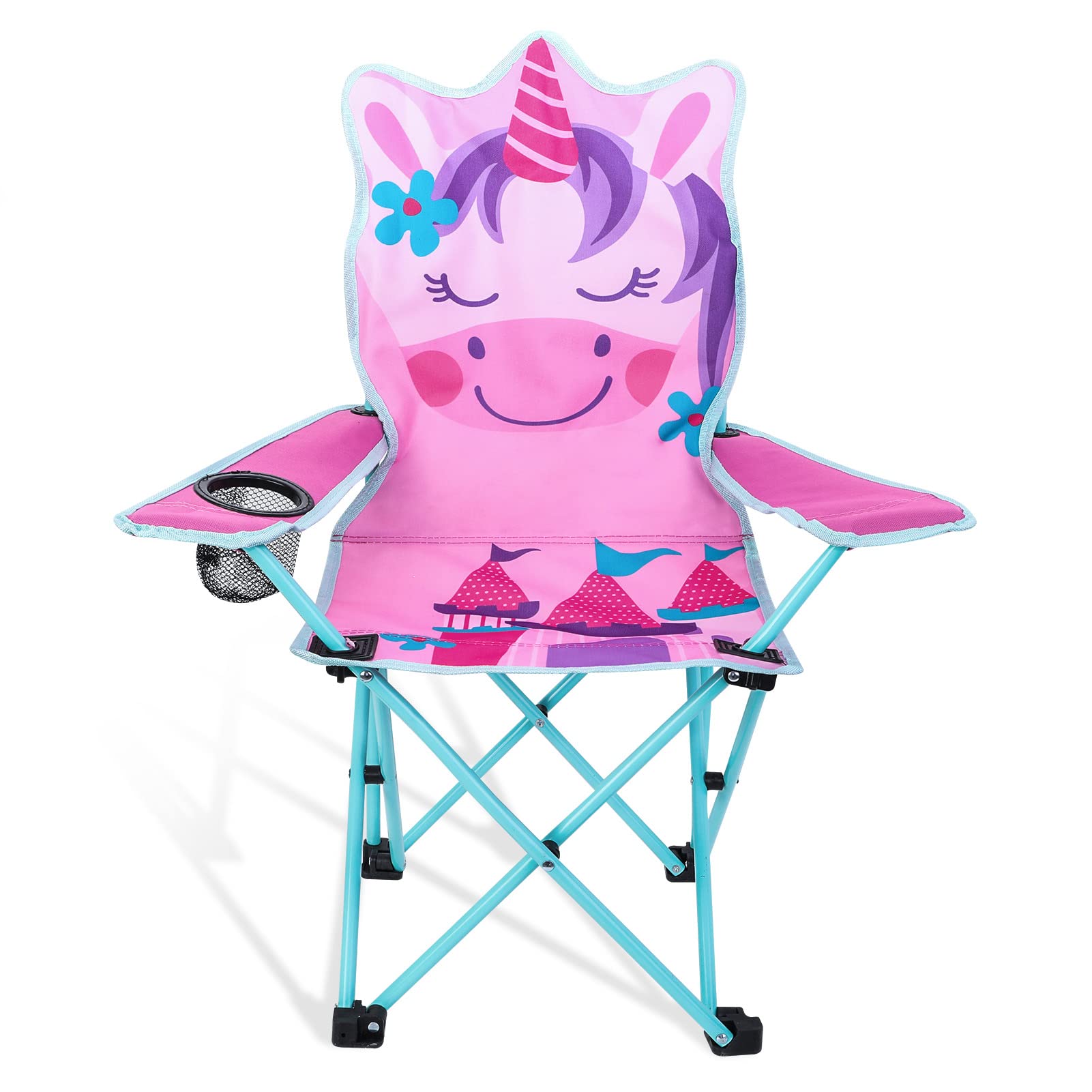 KABOER Kids Folding Camping Chair with Cup Holder & Carry Bag - Lightweight Portable Outdoor Chair for Children, Beach, Picnic, Travel, Backyard, and Camping