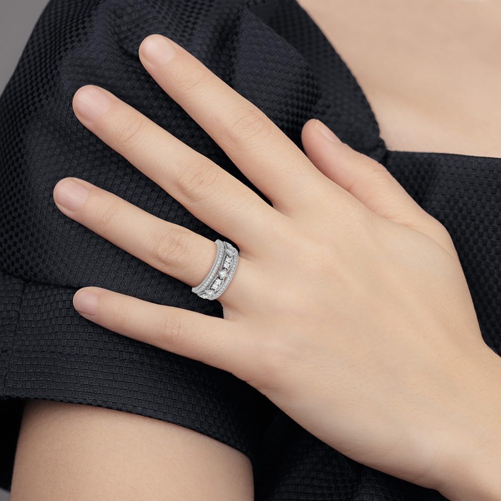 925 Sterling Silver Cubic Zirconia Brilliant Embers Ring - Elegant Women's Fine Jewelry Gift for Her | Perfect for Anniversaries, Birthdays & Special Occasions