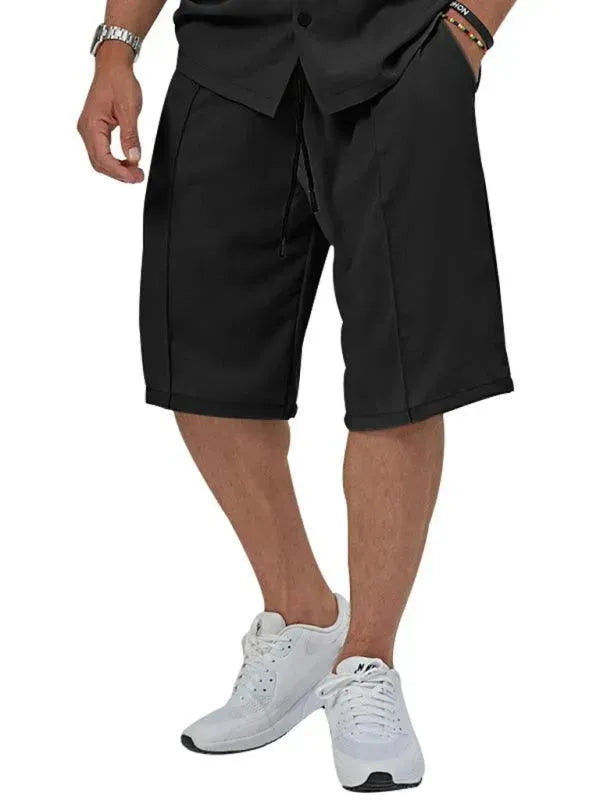 Men's Casual Shorts Set - Relaxed Fit Button Down Shirt & Comfortable Shorts for Summer Outings, Beach, and Lounging