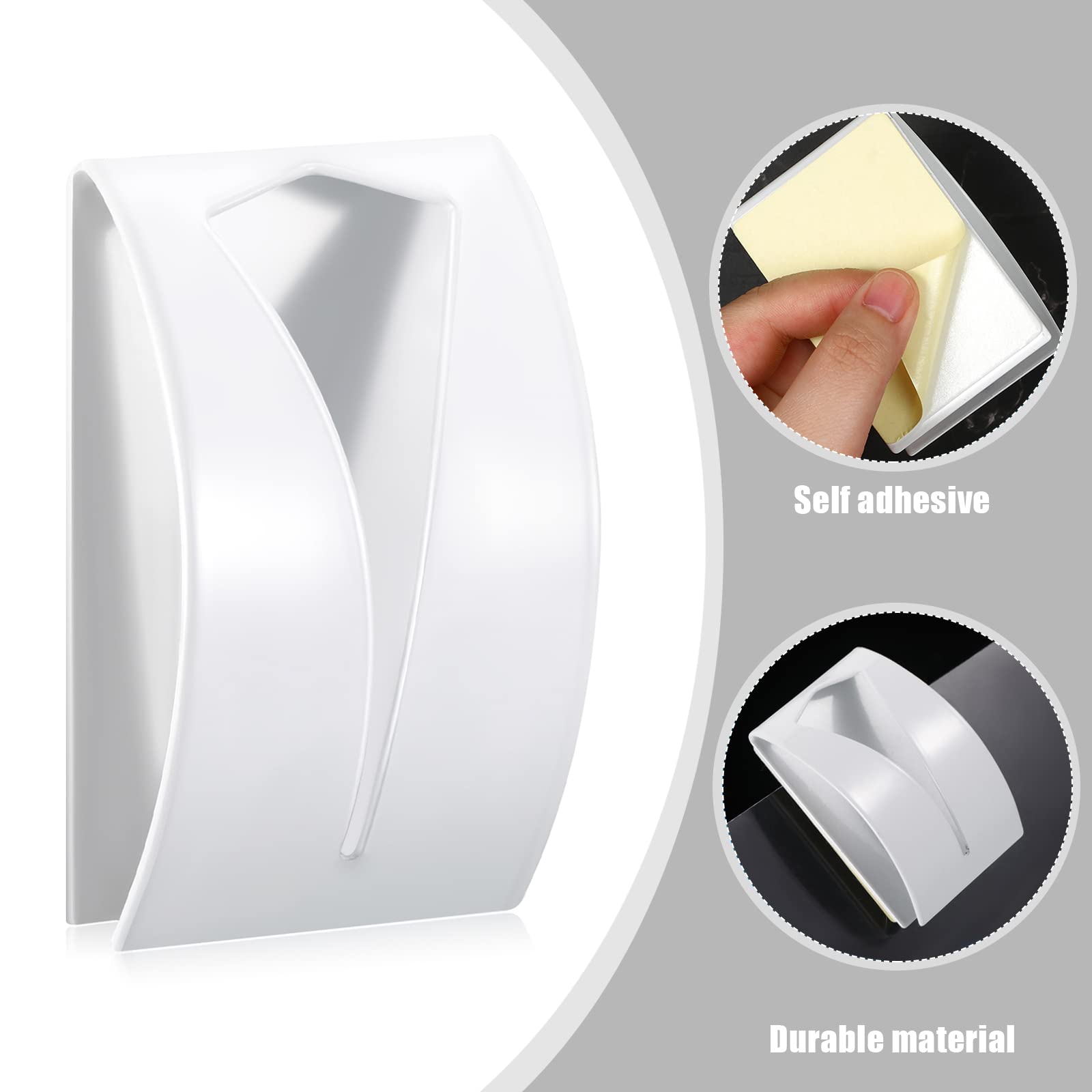 4-Pack Self-Adhesive Stainless Steel Towel Hooks - No Drill Wall Mount Hangers for Kitchen, Bathroom & Home Organization (Black/White) - Perfect for Hanging Dish Towels, Tea Towels, Robes & Bathroom Accessories