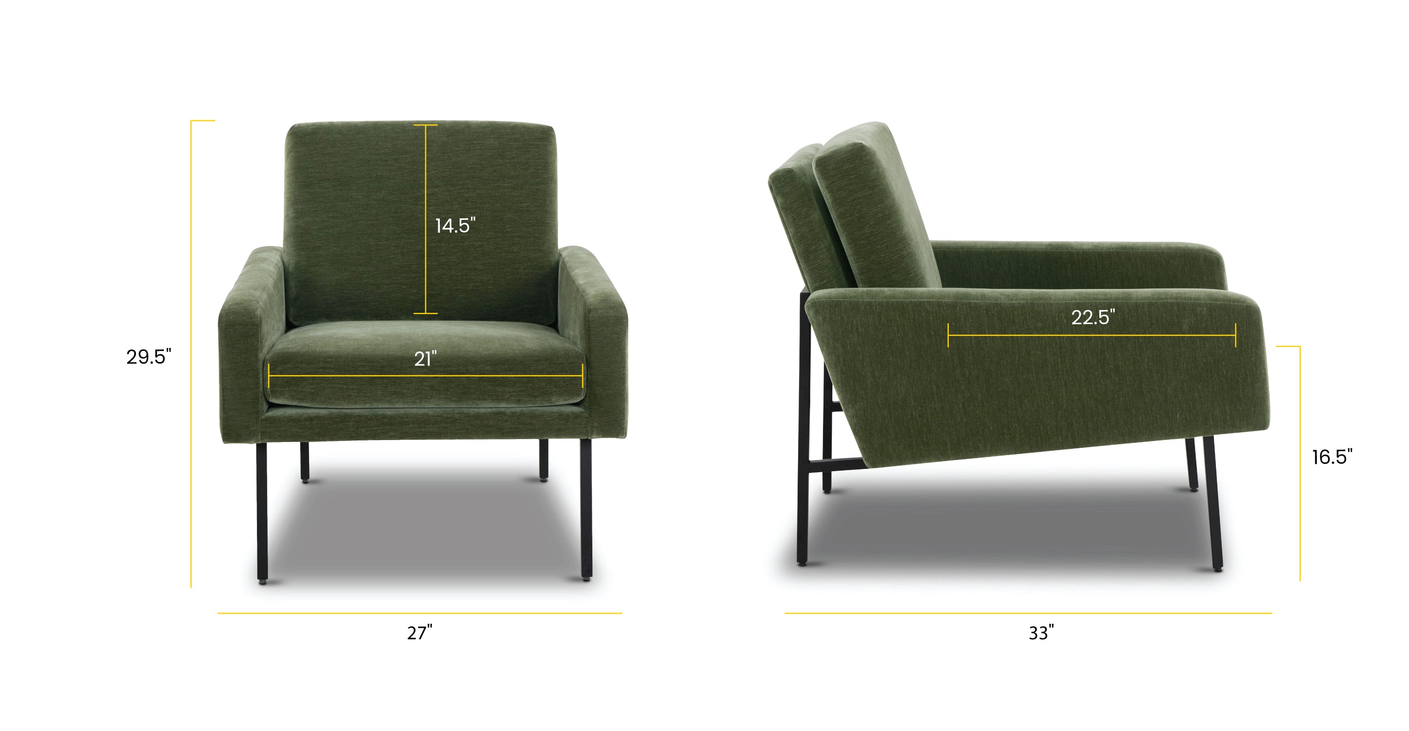 Modern Dante Lounge Chair - Comfortable Mid-Century Accent Chair for Living Room, Bedroom & Office - Perfect for Relaxing, Reading & Lounging