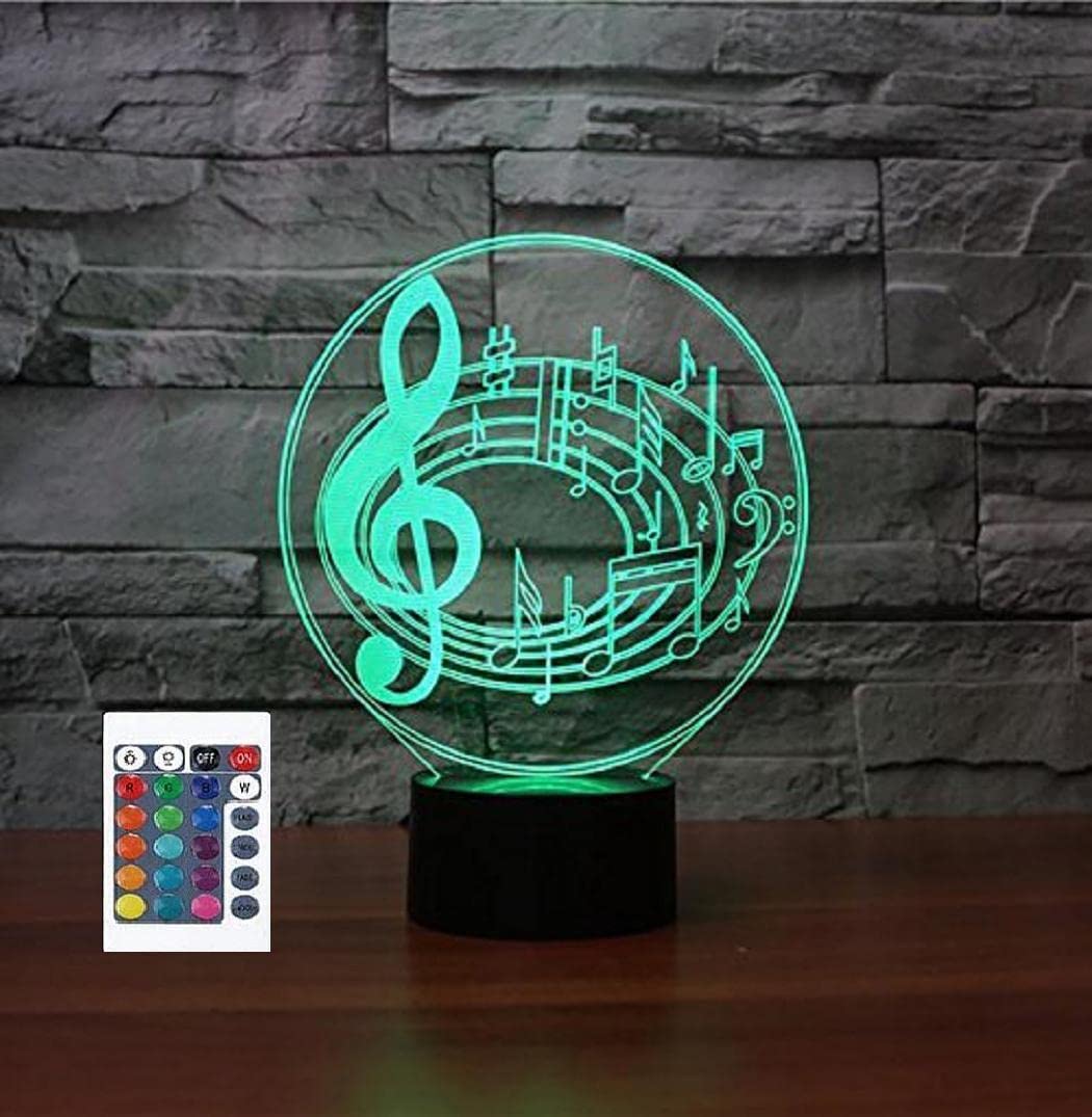 3D Musical Notes LED Night Light - 7 Color Changing USB Desk Lamp with Acrylic Flat ABS Base | Perfect for Kids Room Decor, Birthday & Christmas Gifts | Bedside, Nursery, Study Table Lighting