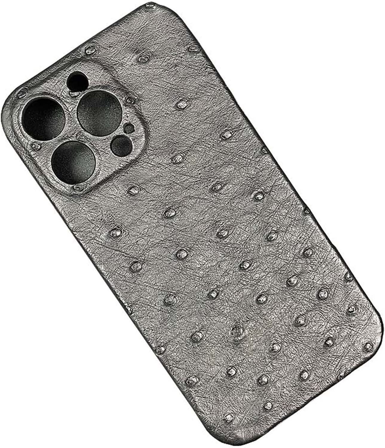 Premium Ostrich Leather Case for Apple iPhone 12 Pro Max - Shockproof, Scratchproof & Breathable Back Cover with Enhanced Camera Protection (Gray) - Perfect for Business Professionals & Luxury Lovers