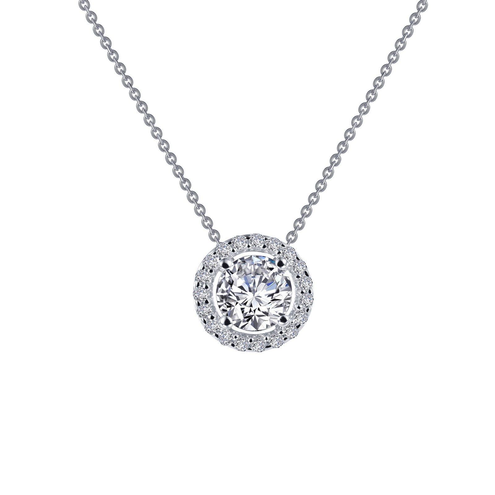 0.62 CTW Round Halo Diamond Necklace - 14K White Gold Pendant for Women - Perfect for Anniversary, Wedding & Special Occasion Gifts