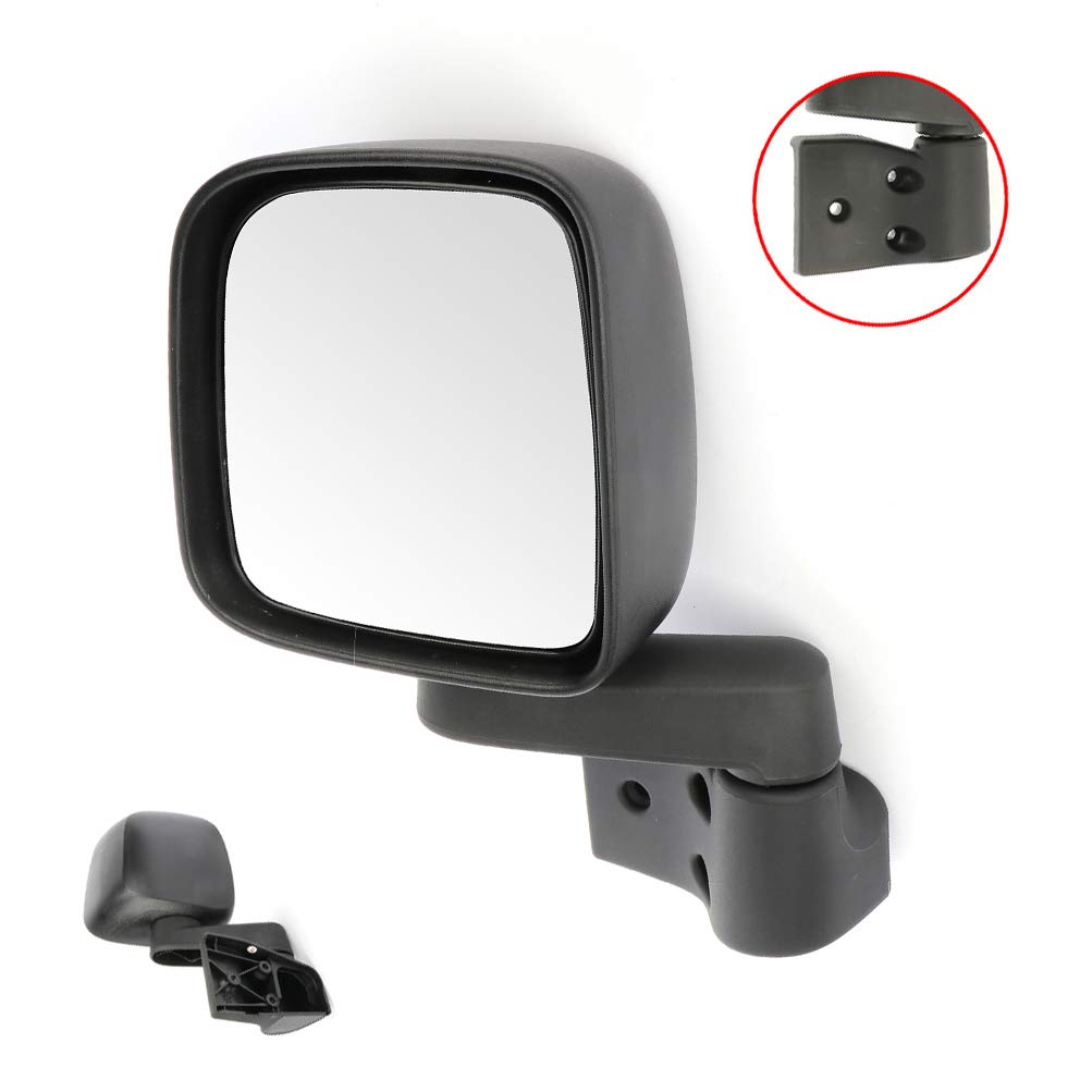 2003-2006 Jeep Wrangler TJ Left Side Exterior Driver Mirror - Manual Adjustment & Folding Replacement Part for Off-Roading & Daily Driving