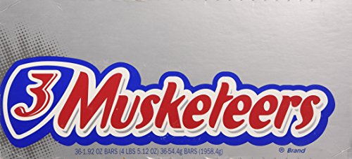 3 Musketeers Chocolate Candy Bars - 1.92 Oz (36 Count Box) | Bulk Chocolate Snacks for Parties, Office Treats & Halloween Candy