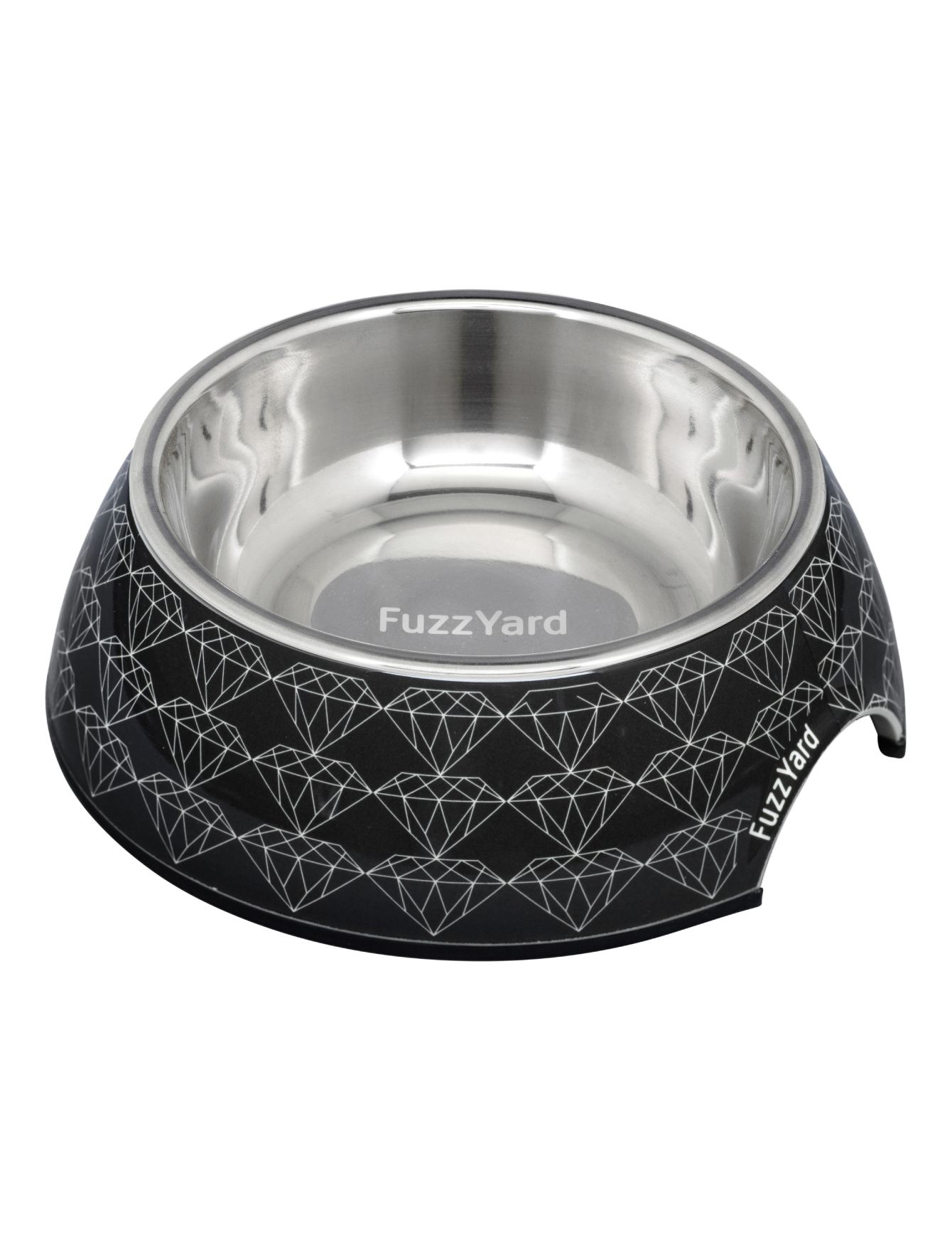 Fuzzyard Easy Feeder Slow Eating Pet Bowl for Dogs & Cats - Non-Slip Black Diamond Design (Small, Medium, Large) - Perfect for Fast Eaters & Messy Pets at Home or Travel